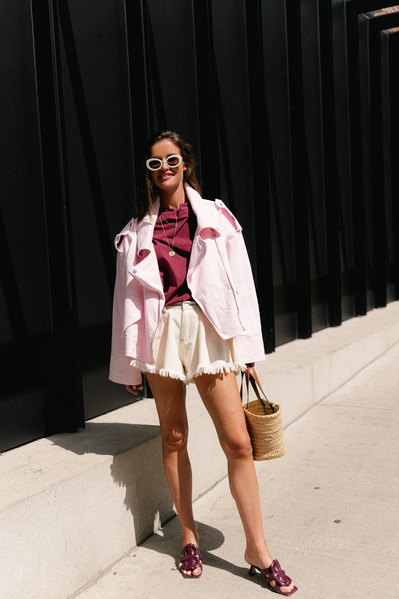 Sarah denim jack blush pink