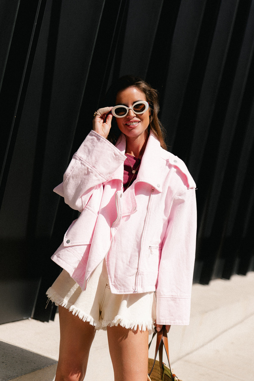 Sarah denim jack blush pink
