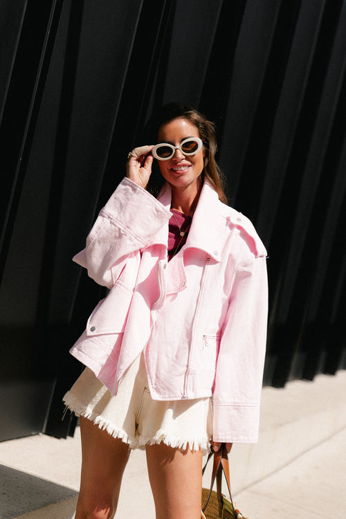 Sarah denim jack blush pink