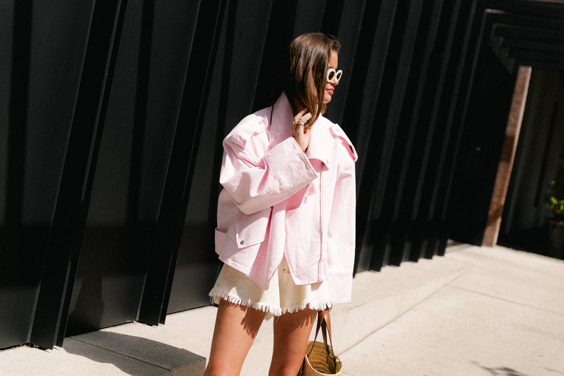 Sarah denim jack blush pink