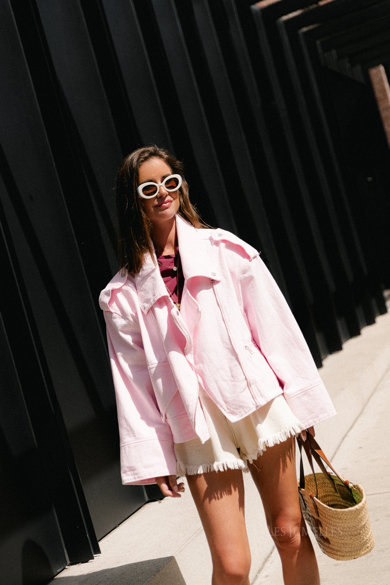Sarah denim jack blush pink