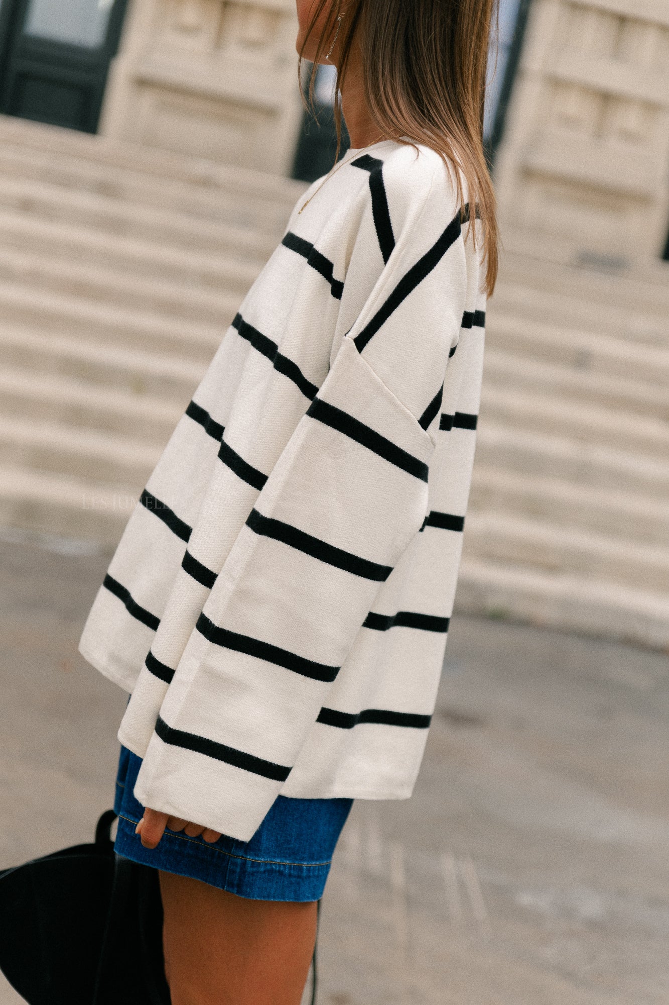 Simone striped sweater ecru/black