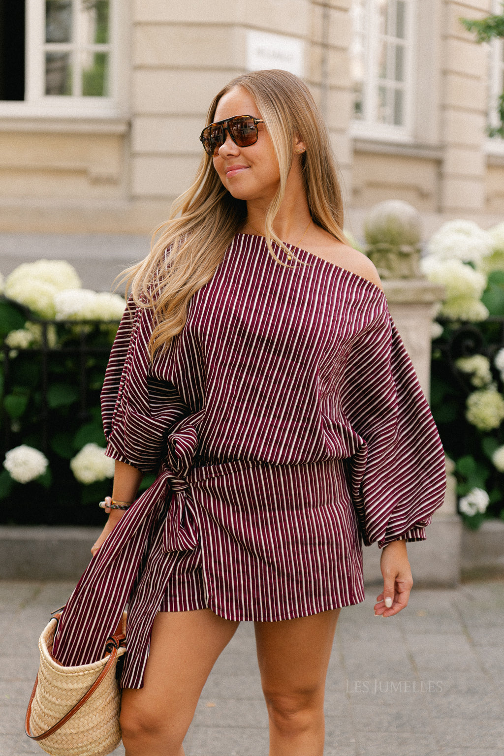 Cosette blouse burgundy stripes