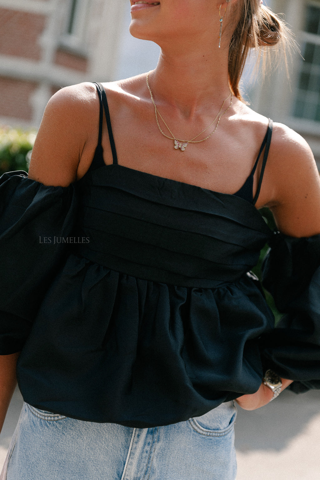 Maya balloon fit blouse black