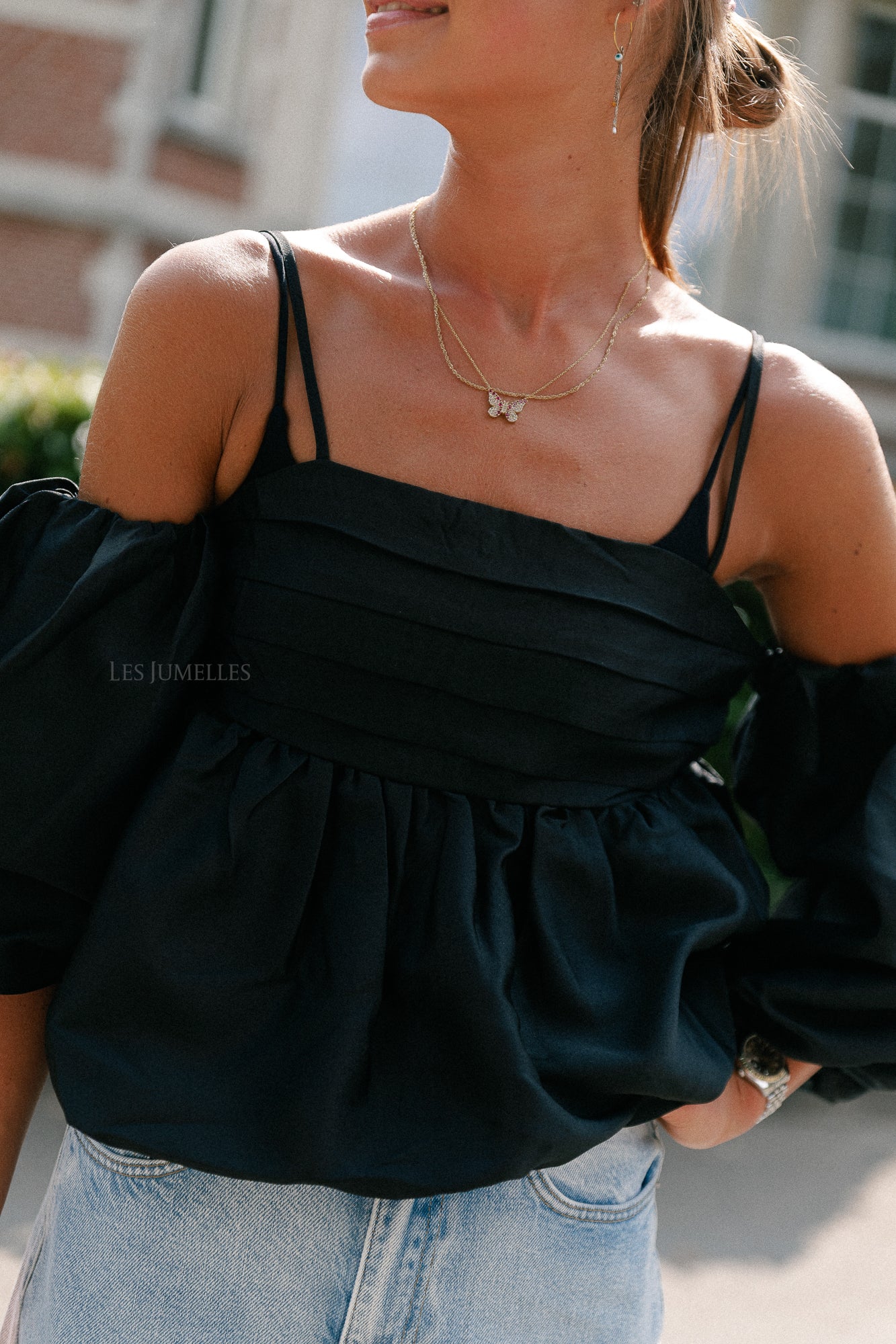 Maya balloon fit blouse black