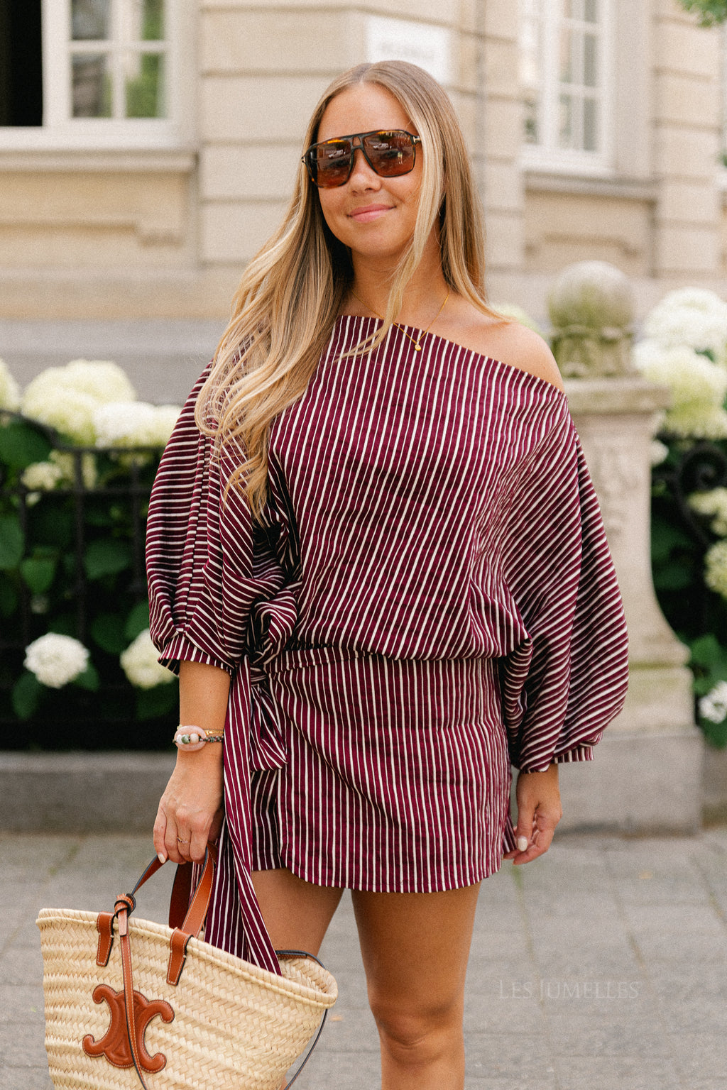 Cosette skort burgundy stripes