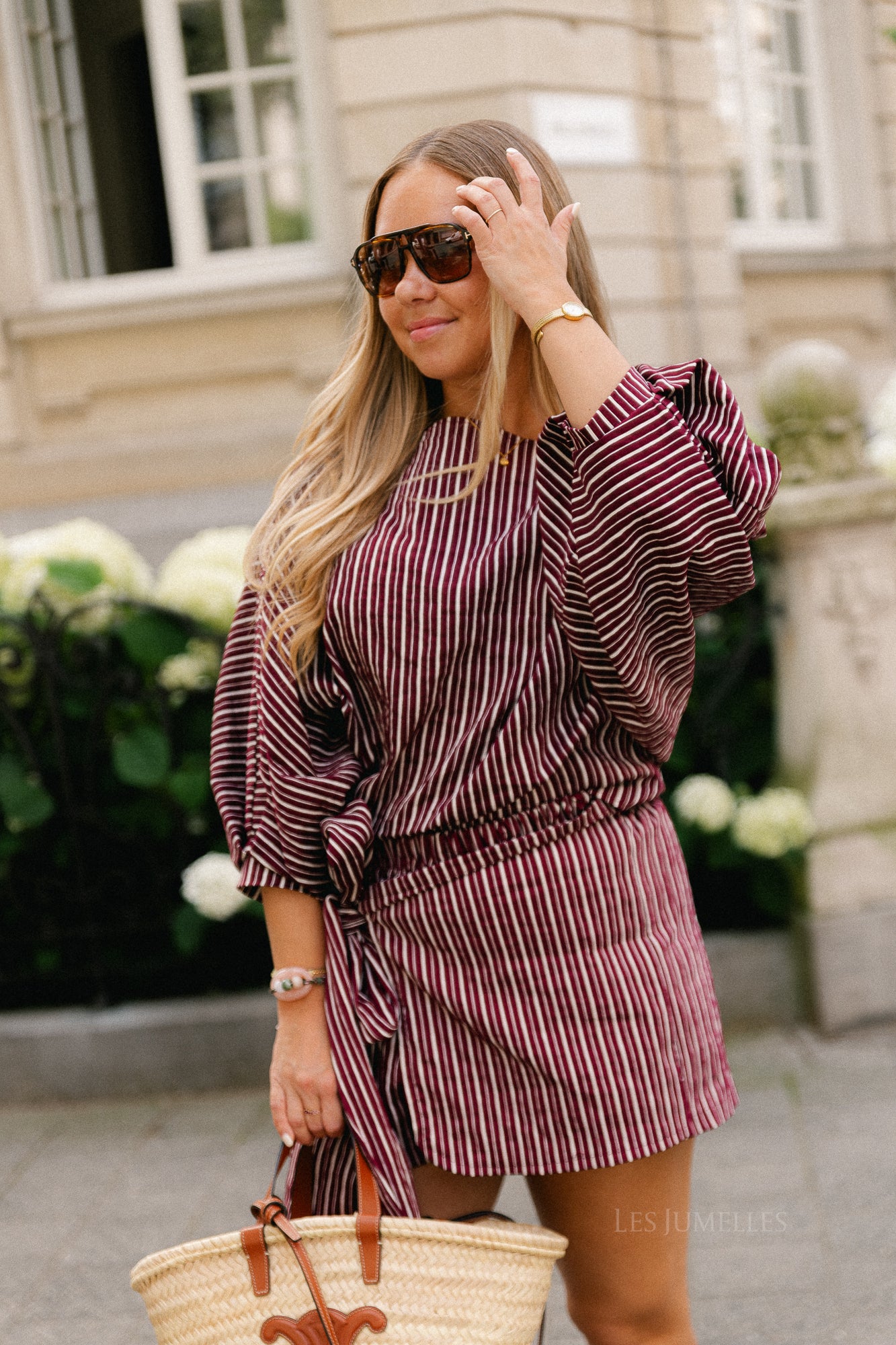 Cosette blouse burgundy stripes