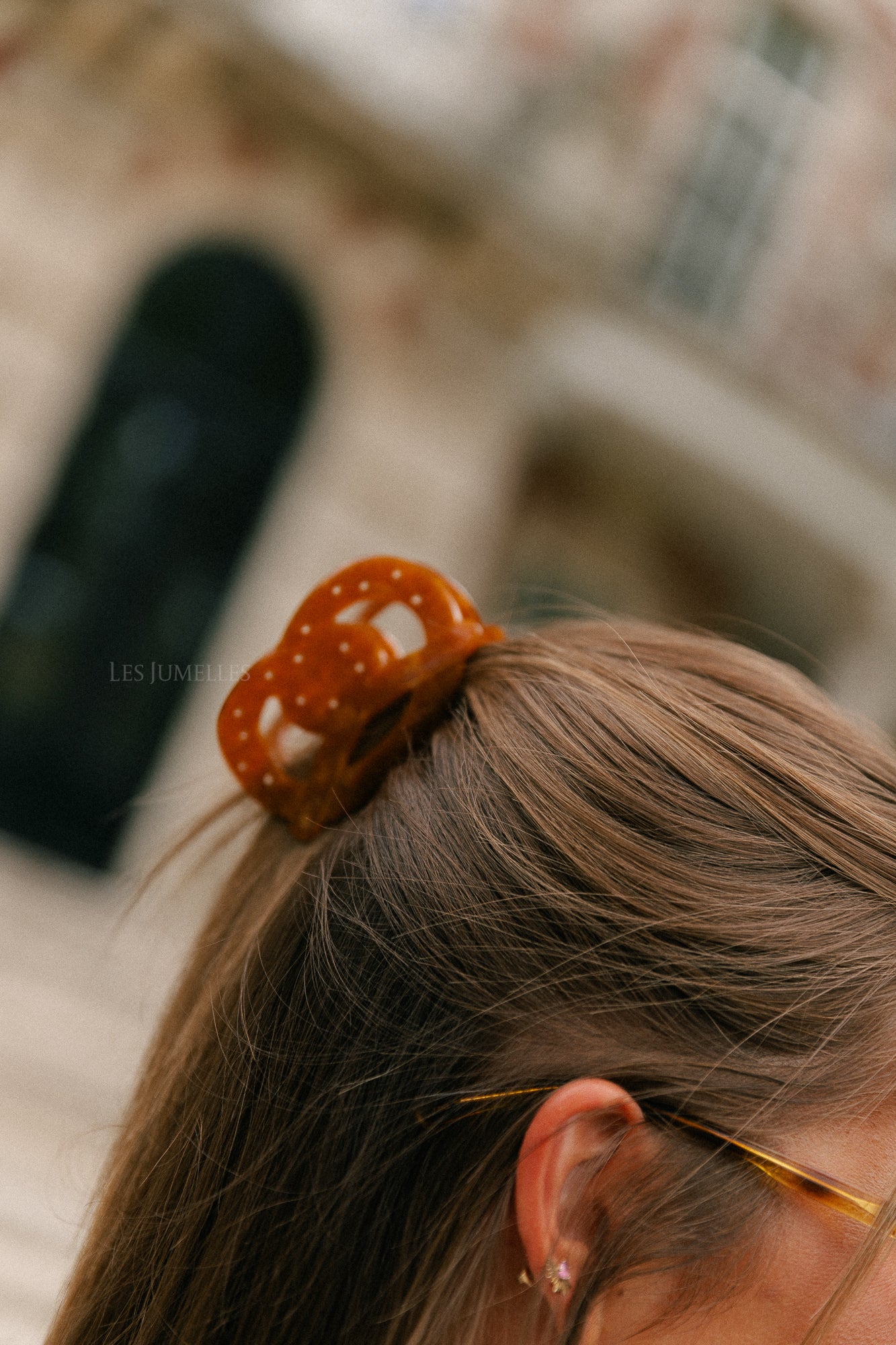 Pretzel hair clip camel