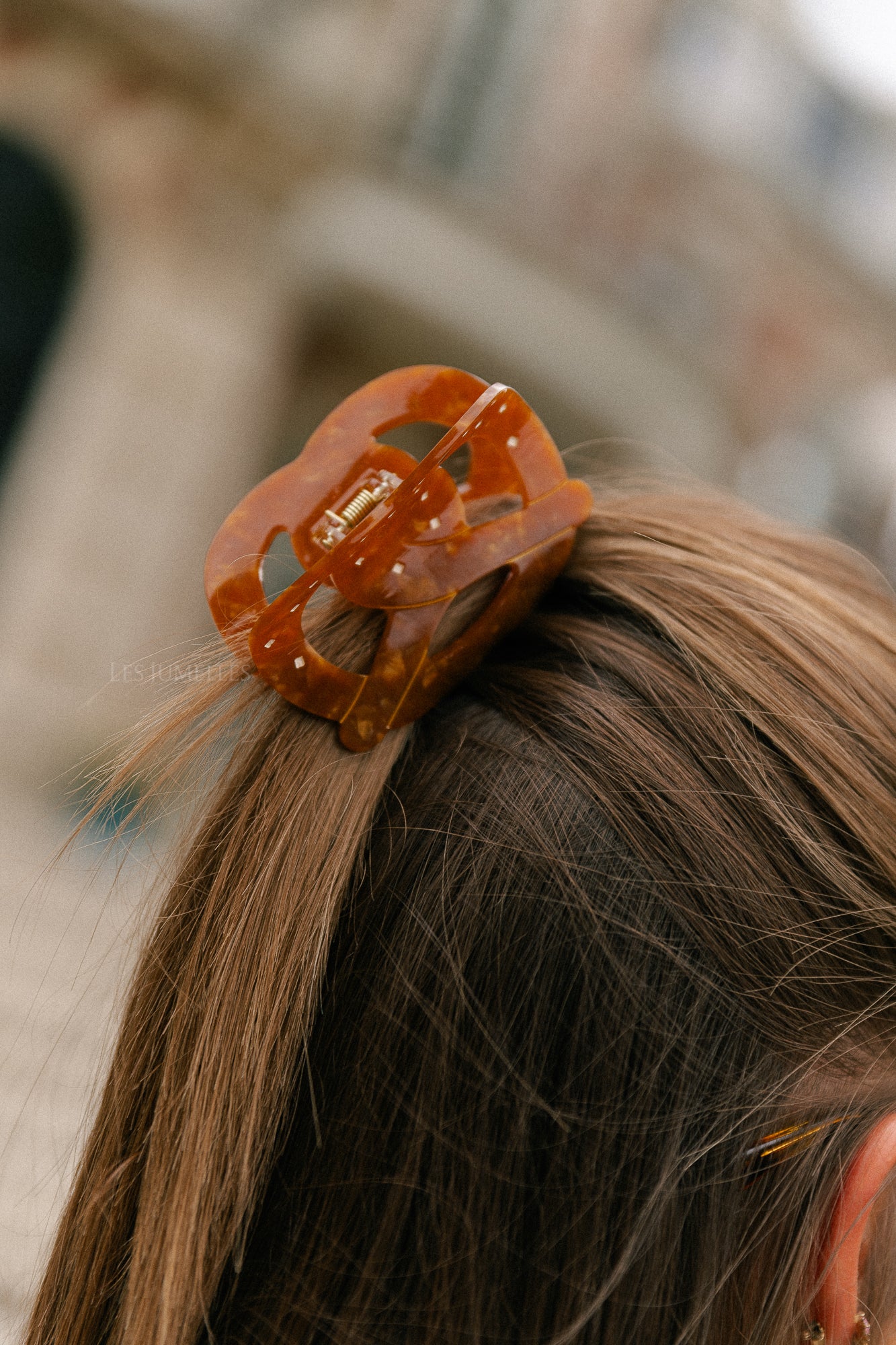 Pretzel hair clip camel