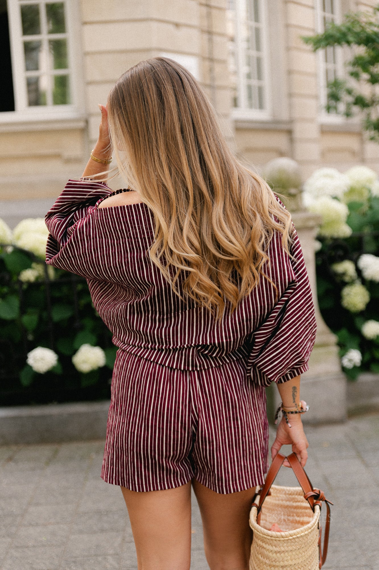 Cosette skort burgundy stripes