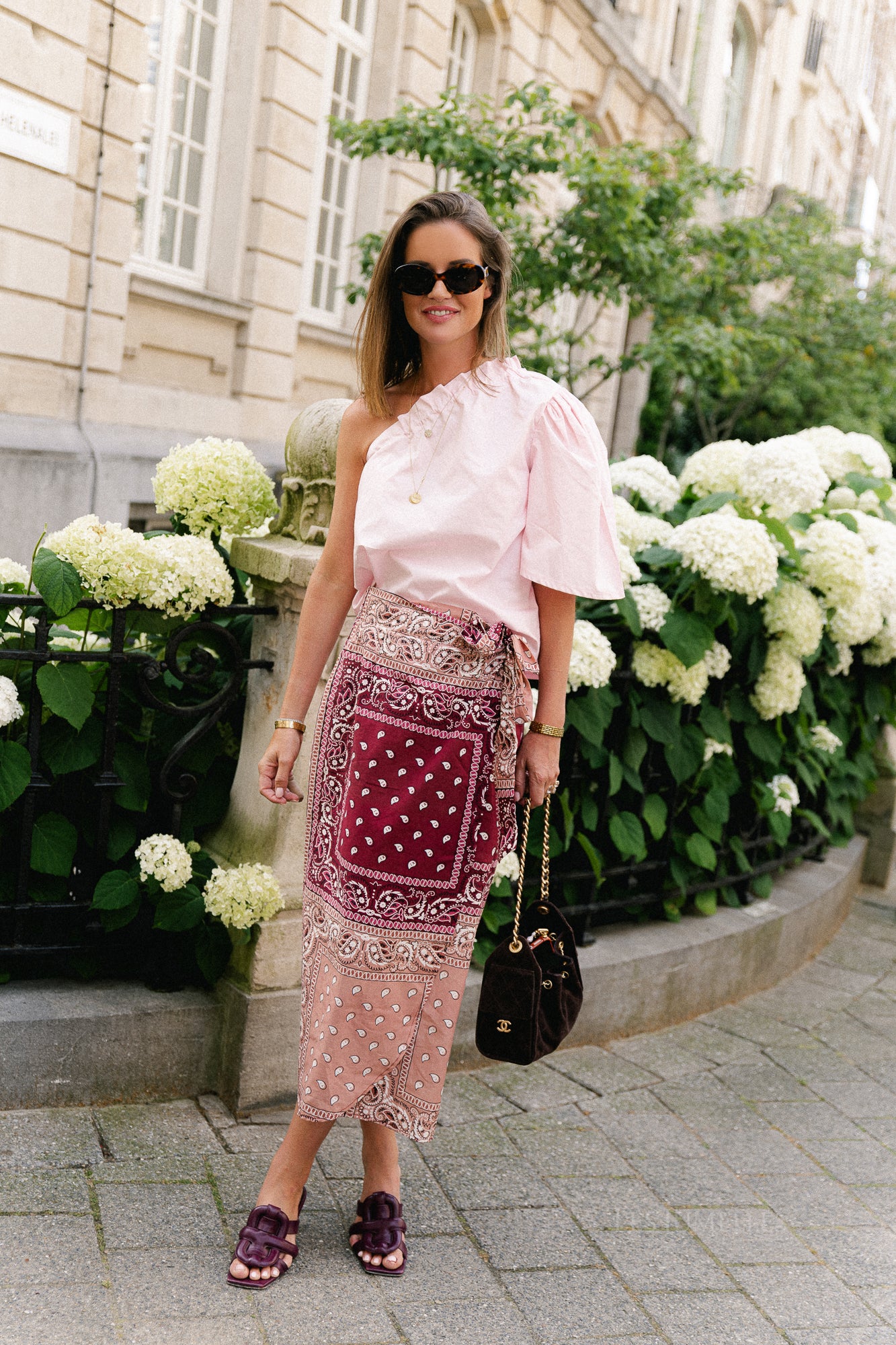 Posie wrap skirt paisley print burgundy