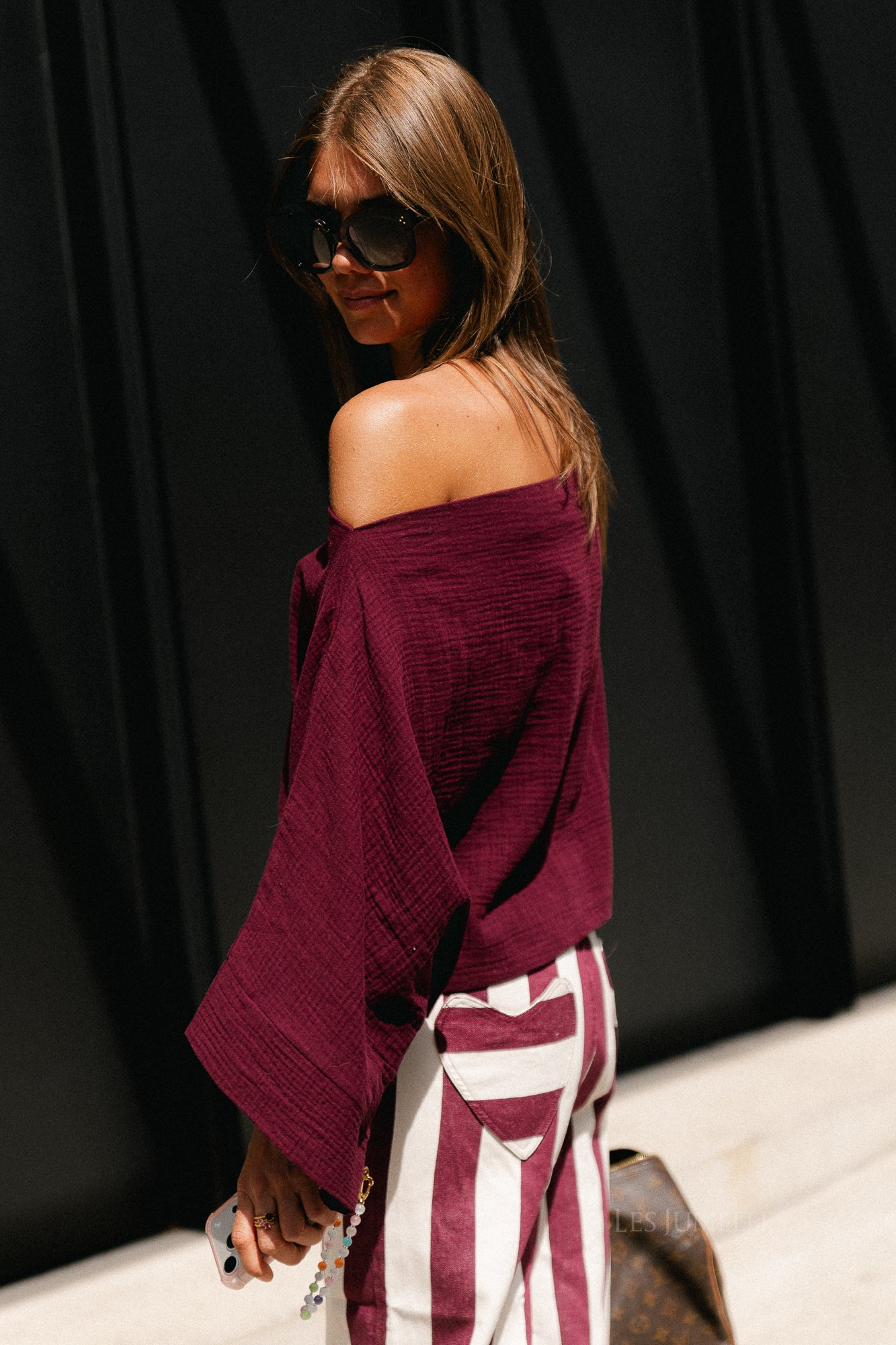 Maelys off shoulder blouse burgundy