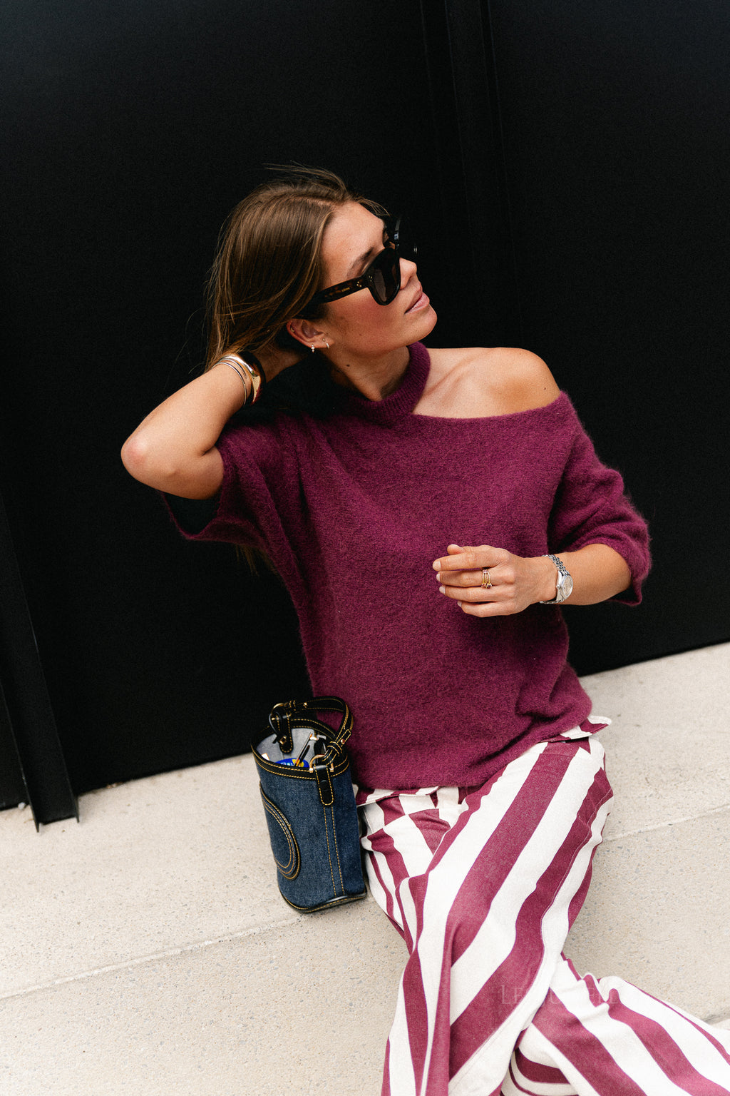 Beatrice open shoulder jumper burgundy