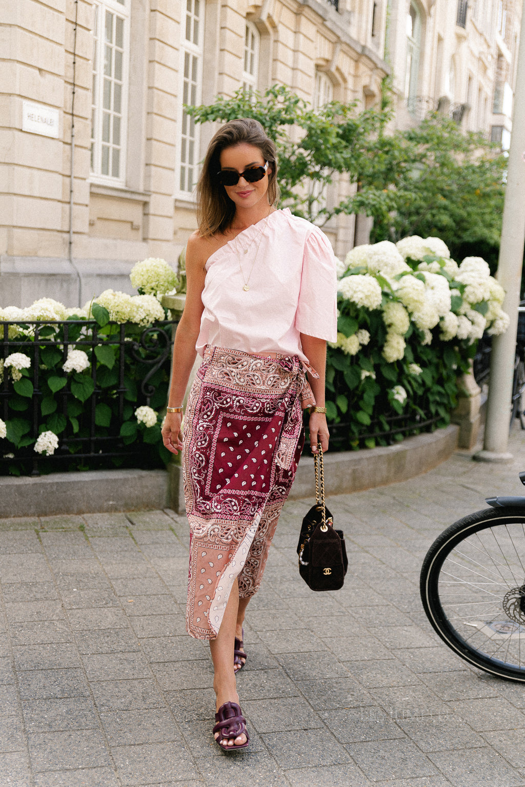 Posie wrap skirt paisley print burgundy