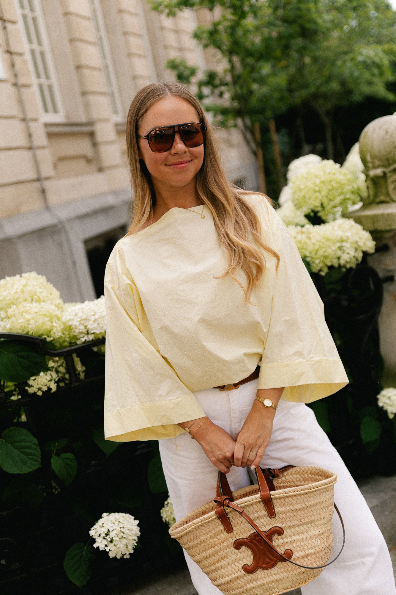 Myra off shoulder shirt light yellow