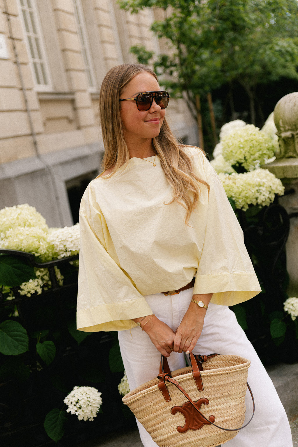Myra off shoulder shirt light yellow