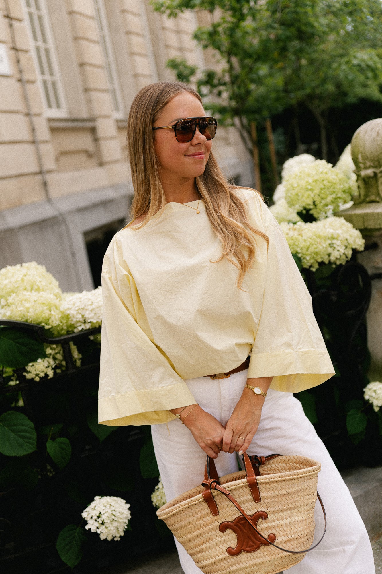 Myra off shoulder shirt light yellow