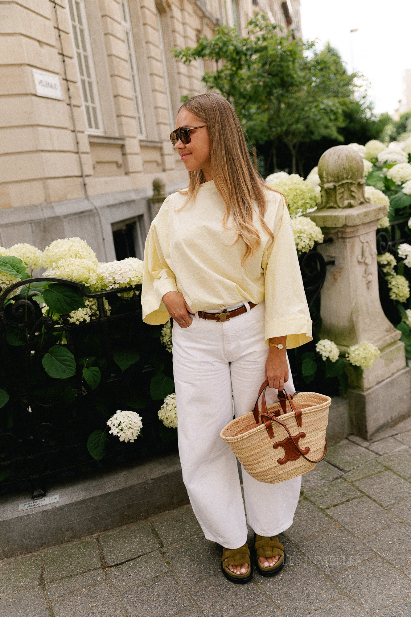 Myra off shoulder shirt light yellow