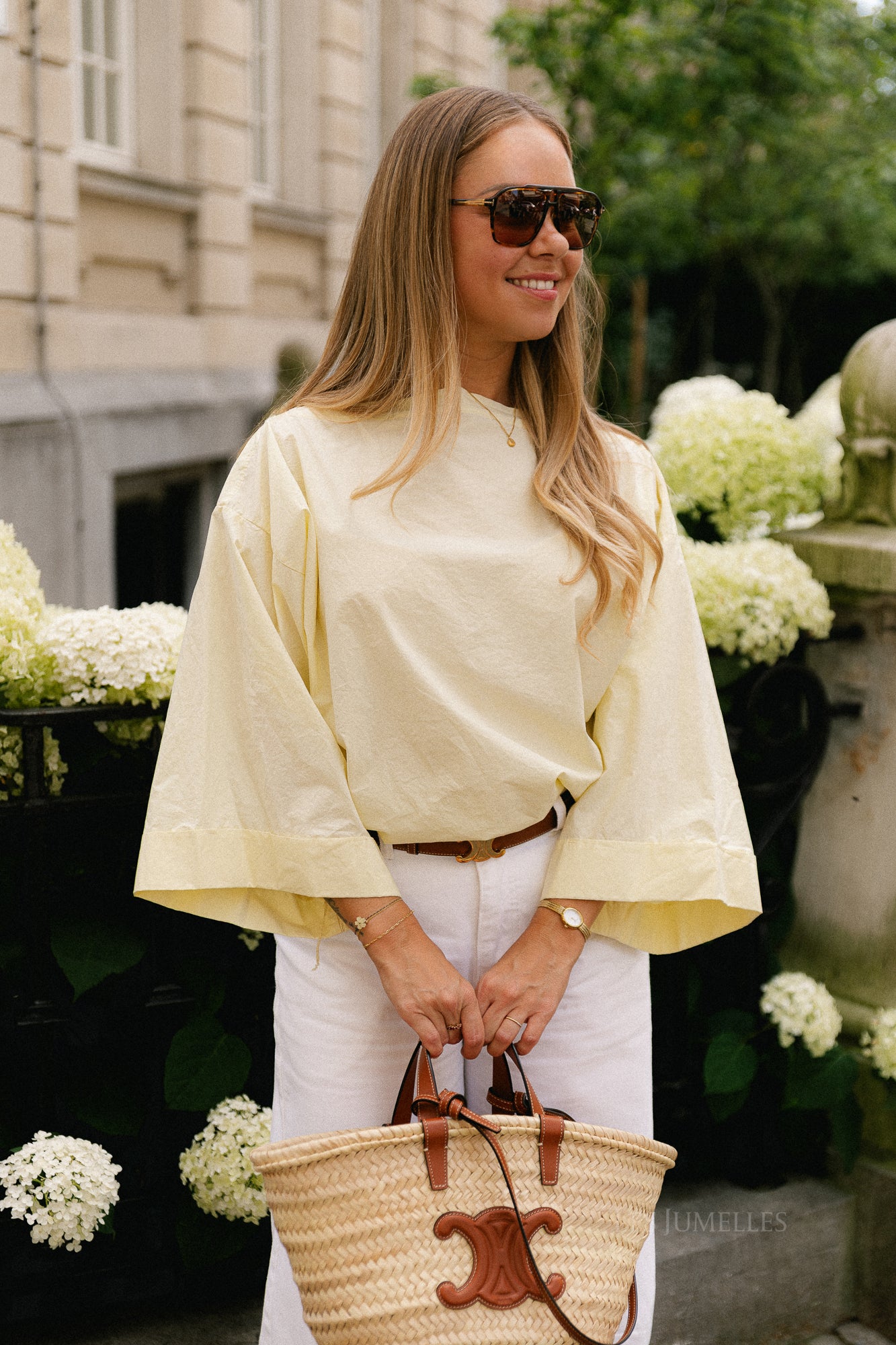 Myra off shoulder shirt light yellow