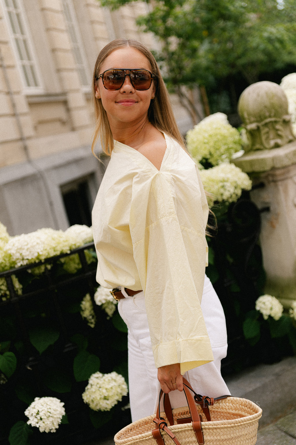 Myra off shoulder shirt light yellow