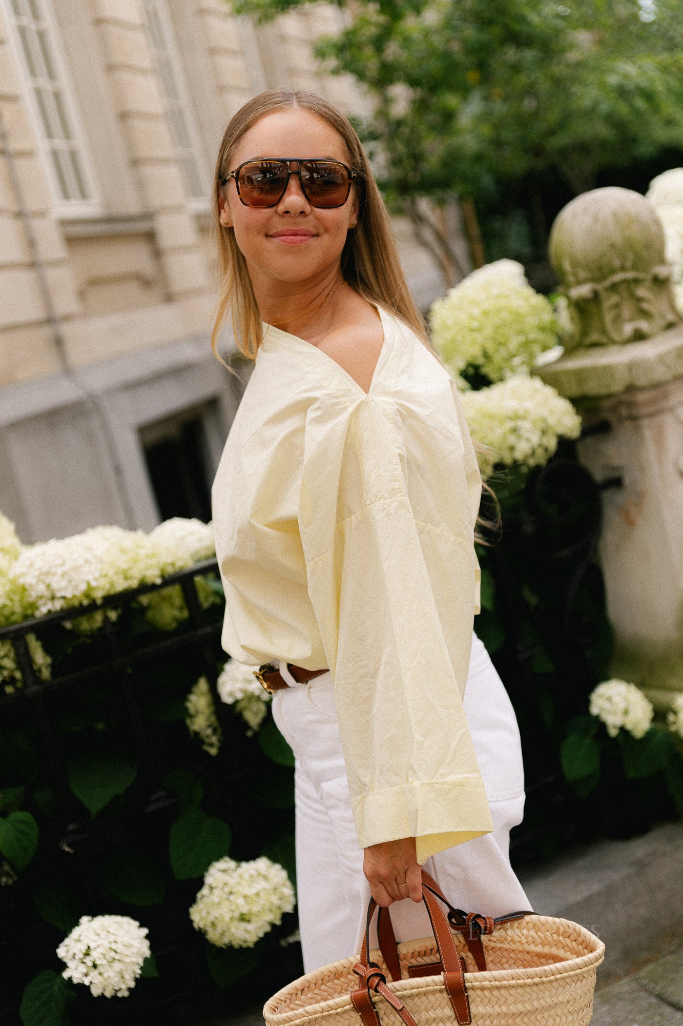 Myra off shoulder shirt light yellow
