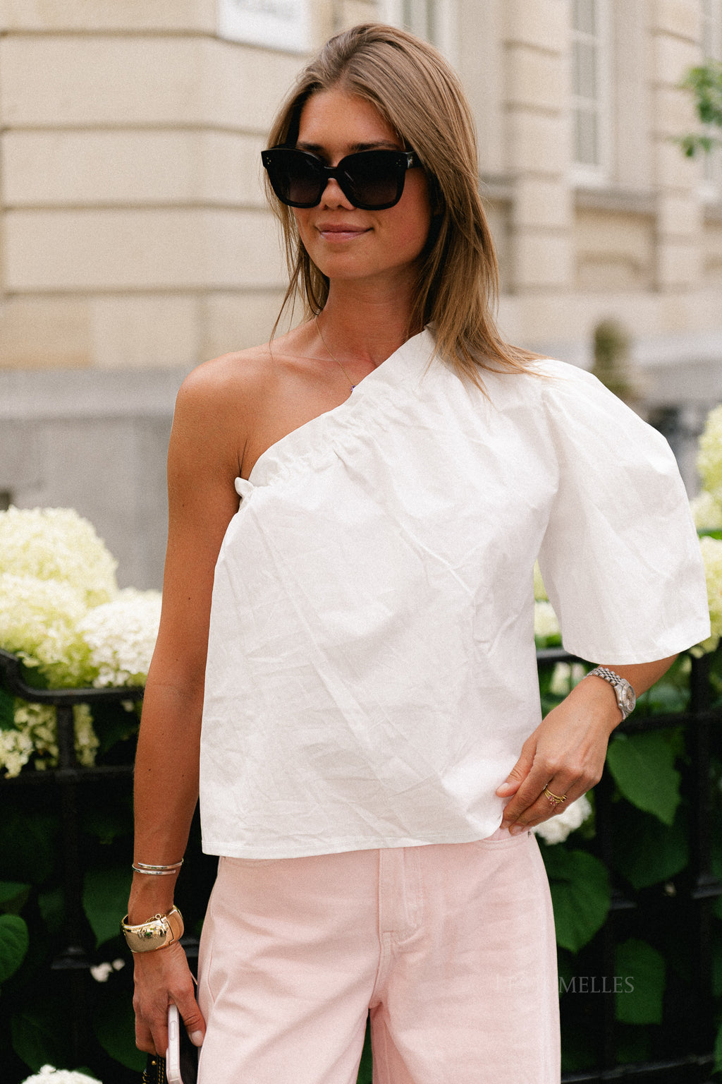 Emmilou one shoulder blouse white