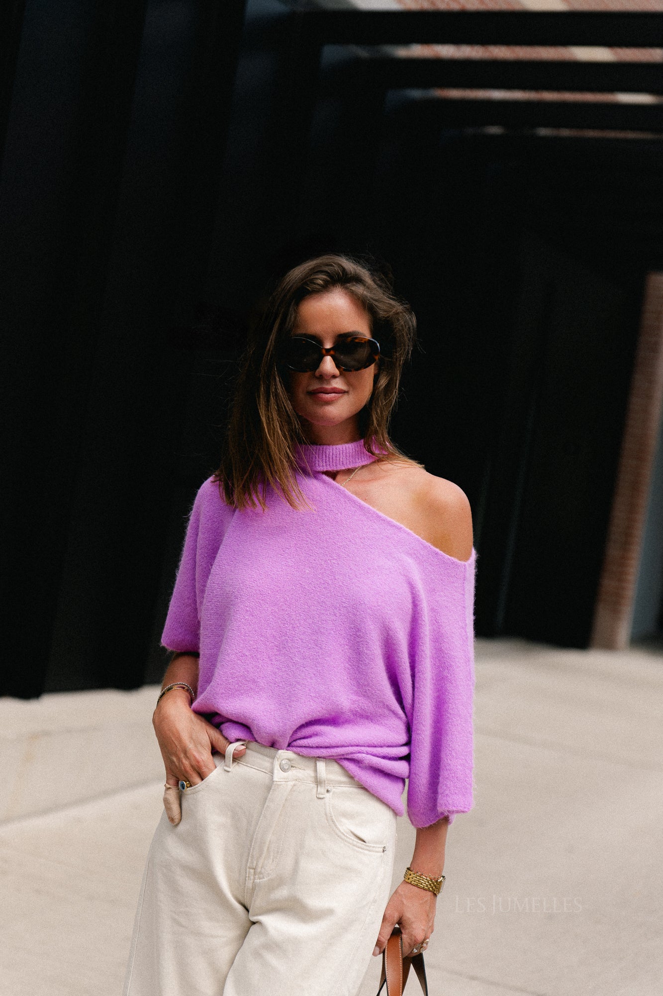 Beatrice open shoulder jumper lilac
