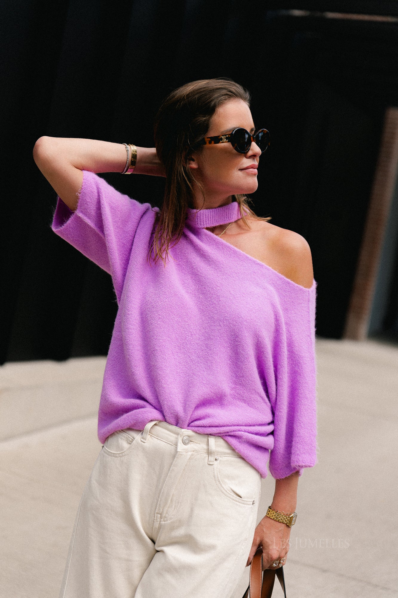 Beatrice open shoulder jumper lilac