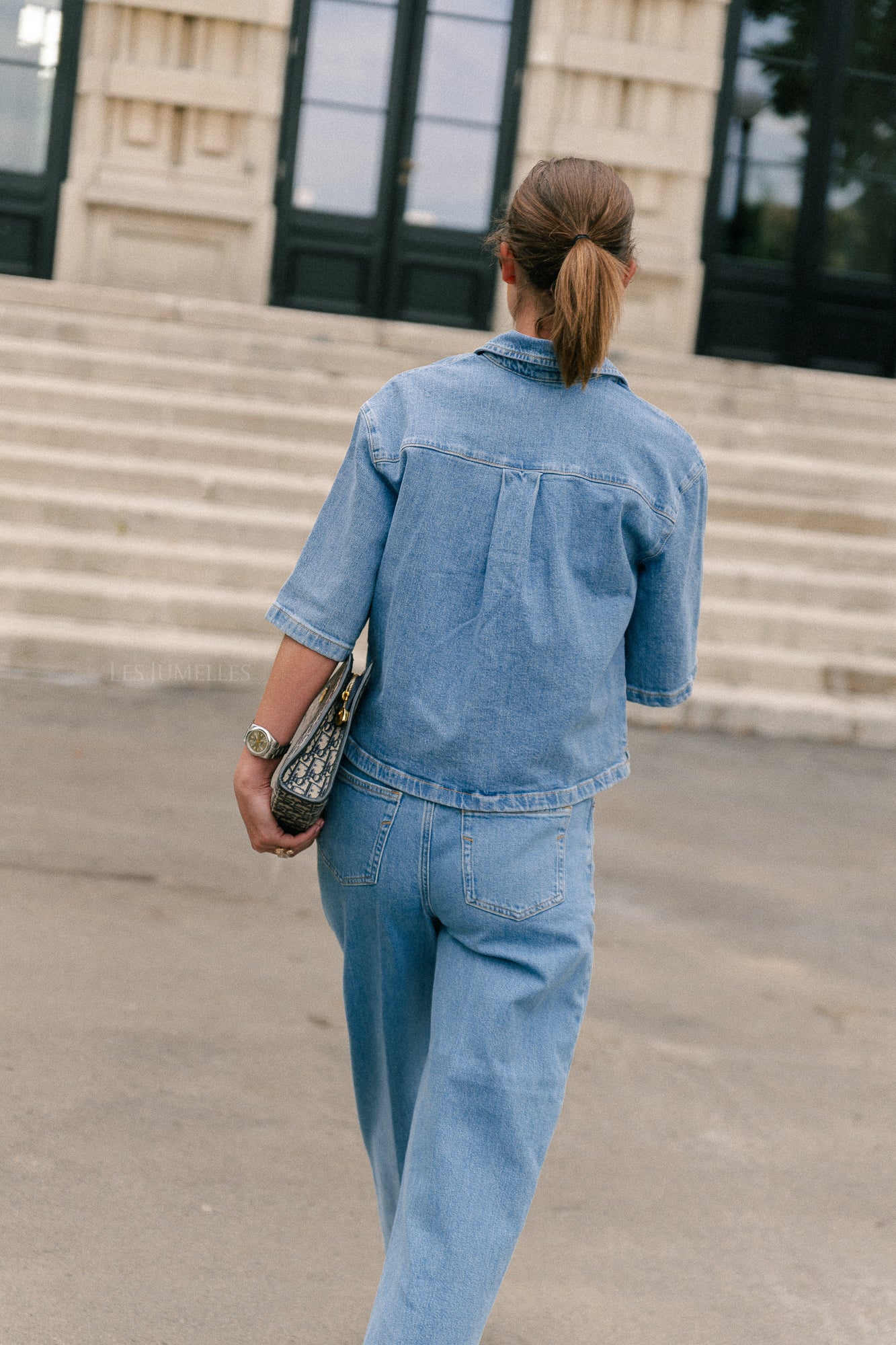 SLFLiva-Kori 2/4 boxi polo shirt light blue denim