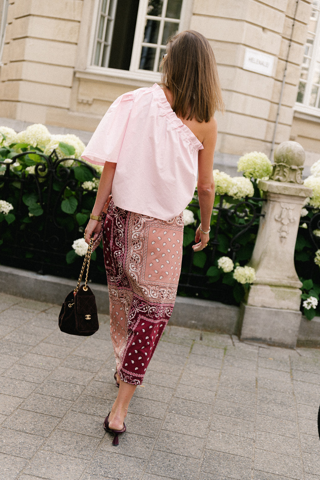 Posie wrap skirt paisley print burgundy