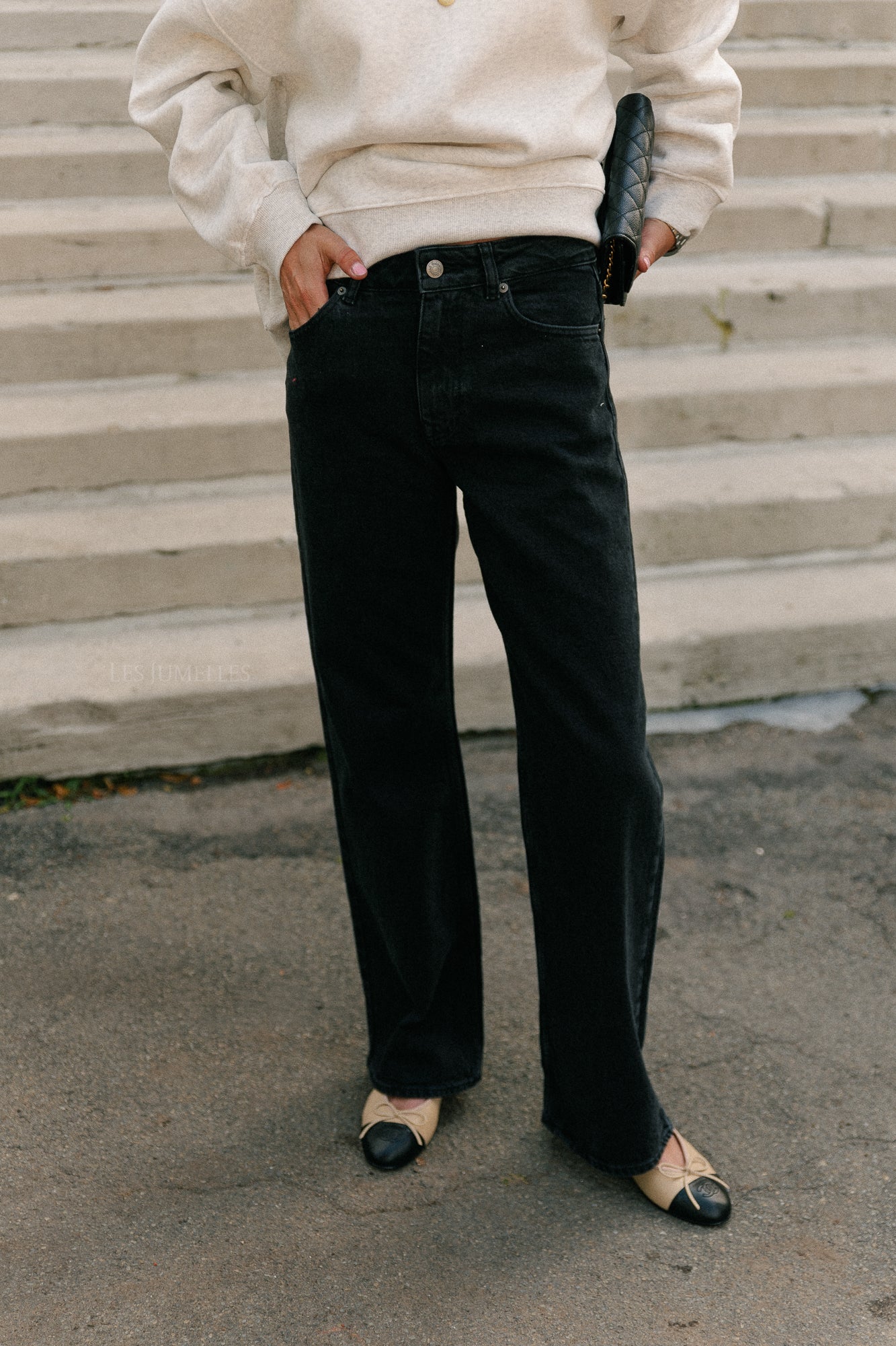 SLFwide Bea-Kori HW jeans black denim