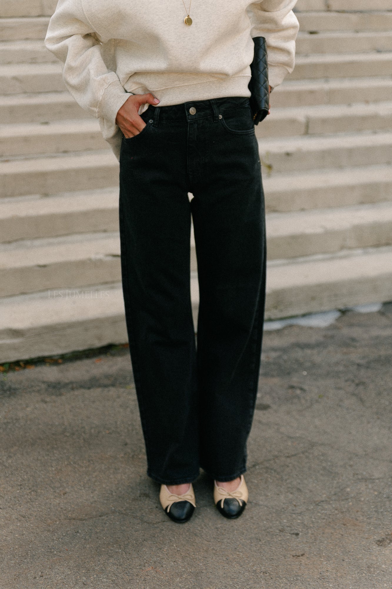 SLFwide Bea-Kori HW jeans black denim