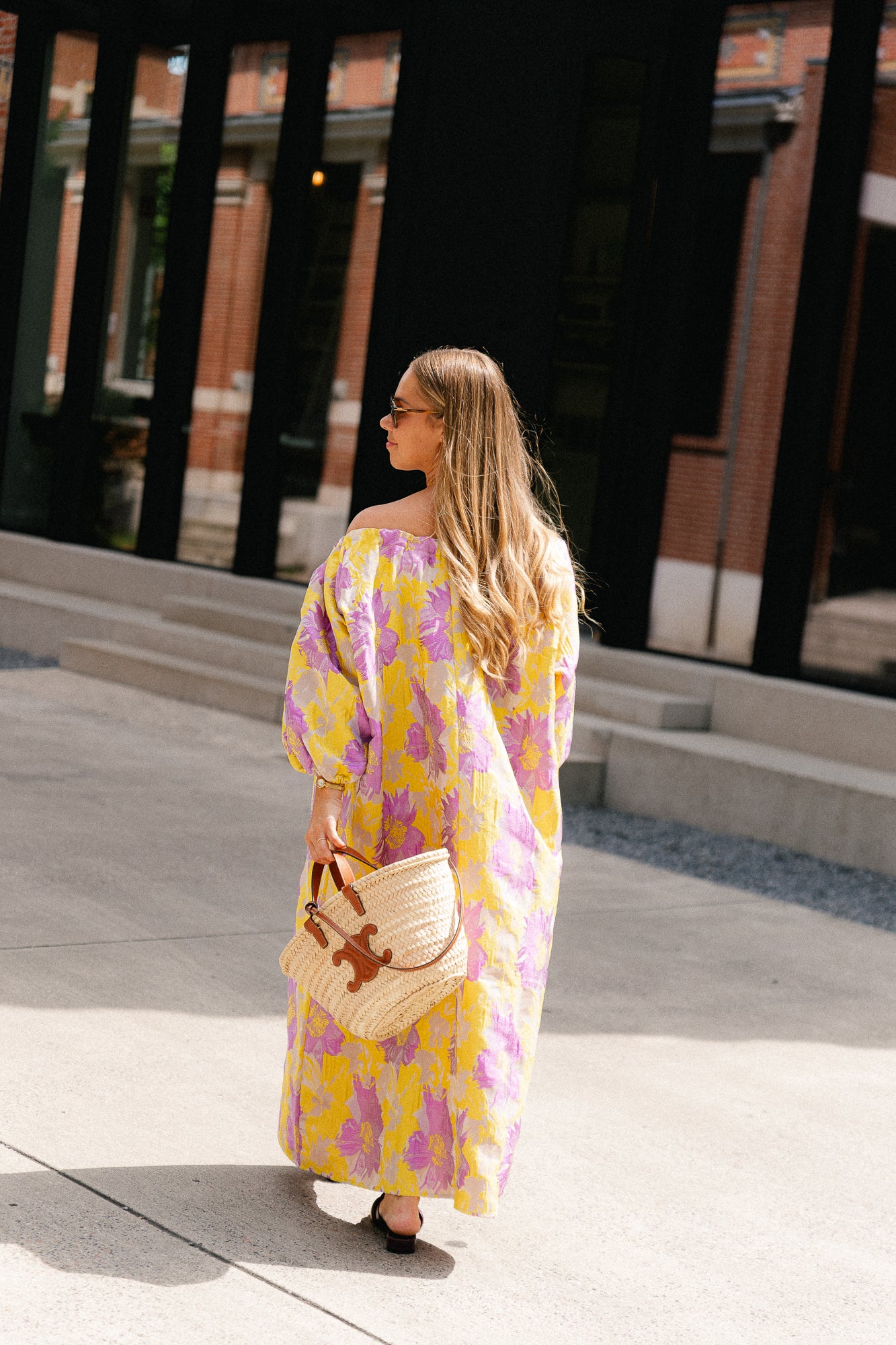 Jamie jacquard long dress yellow/iris orchid