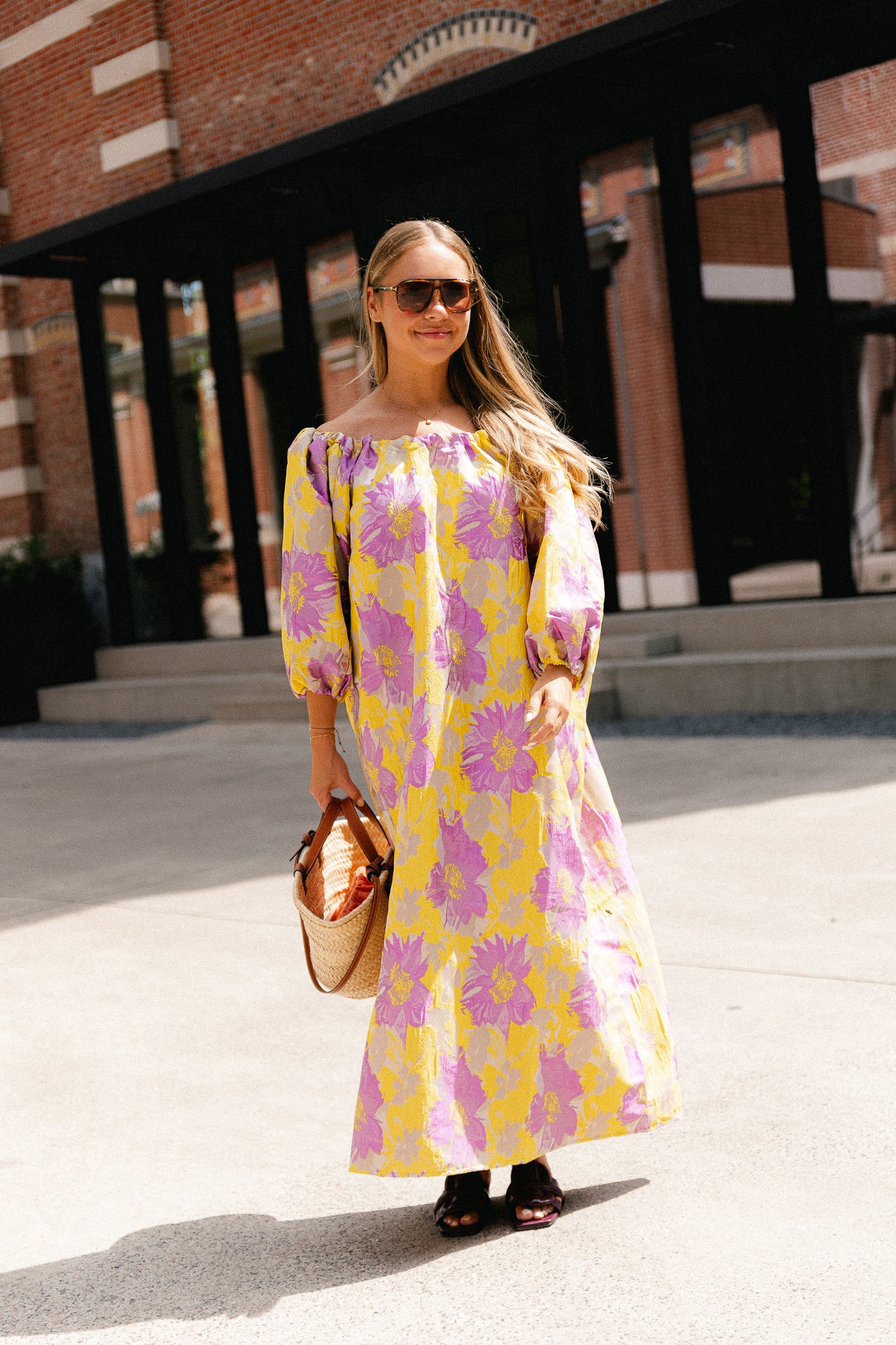 Jamie jacquard long dress yellow/iris orchid