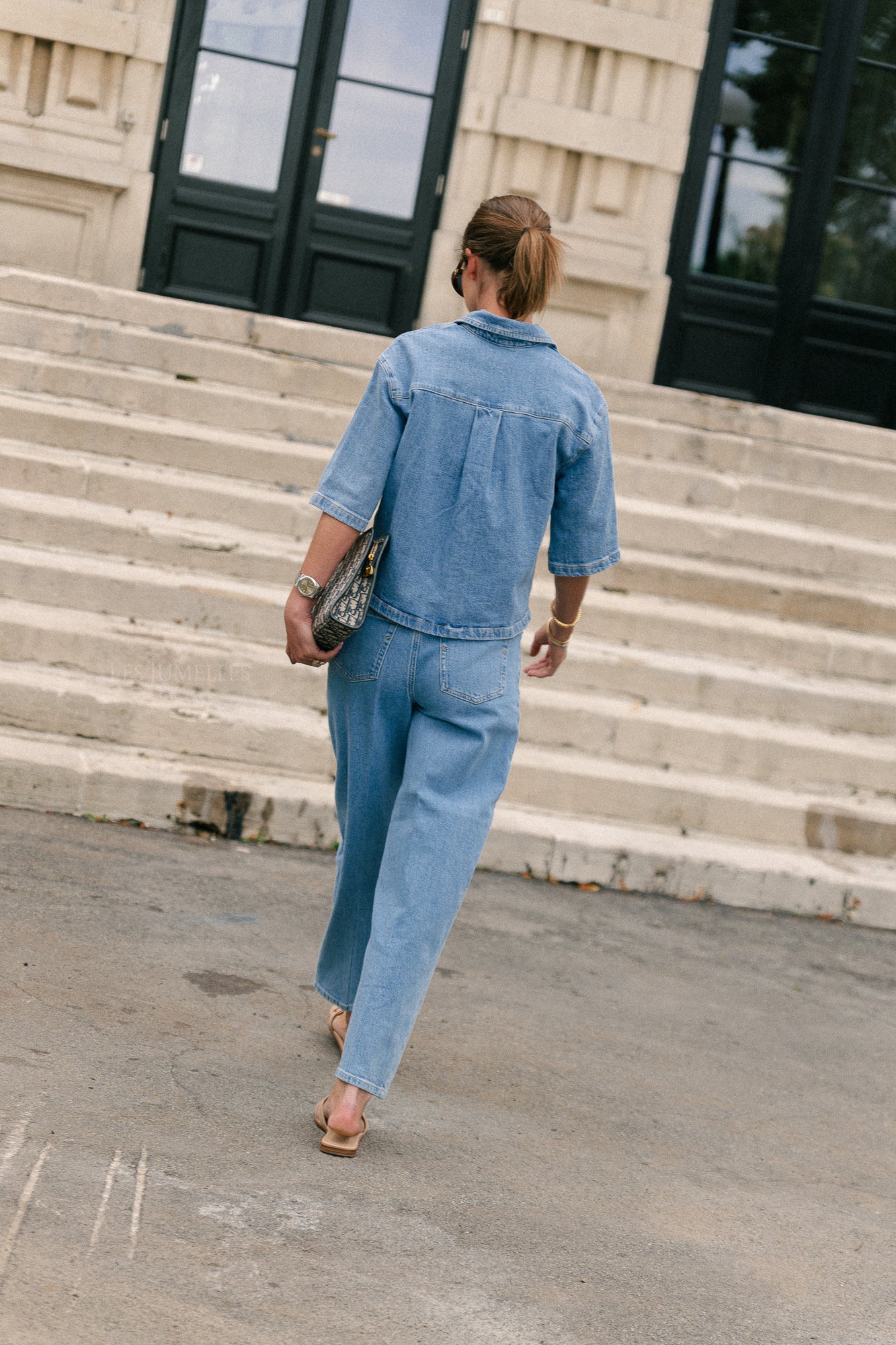 SLFLiva-Kori 2/4 boxi polo shirt light blue denim