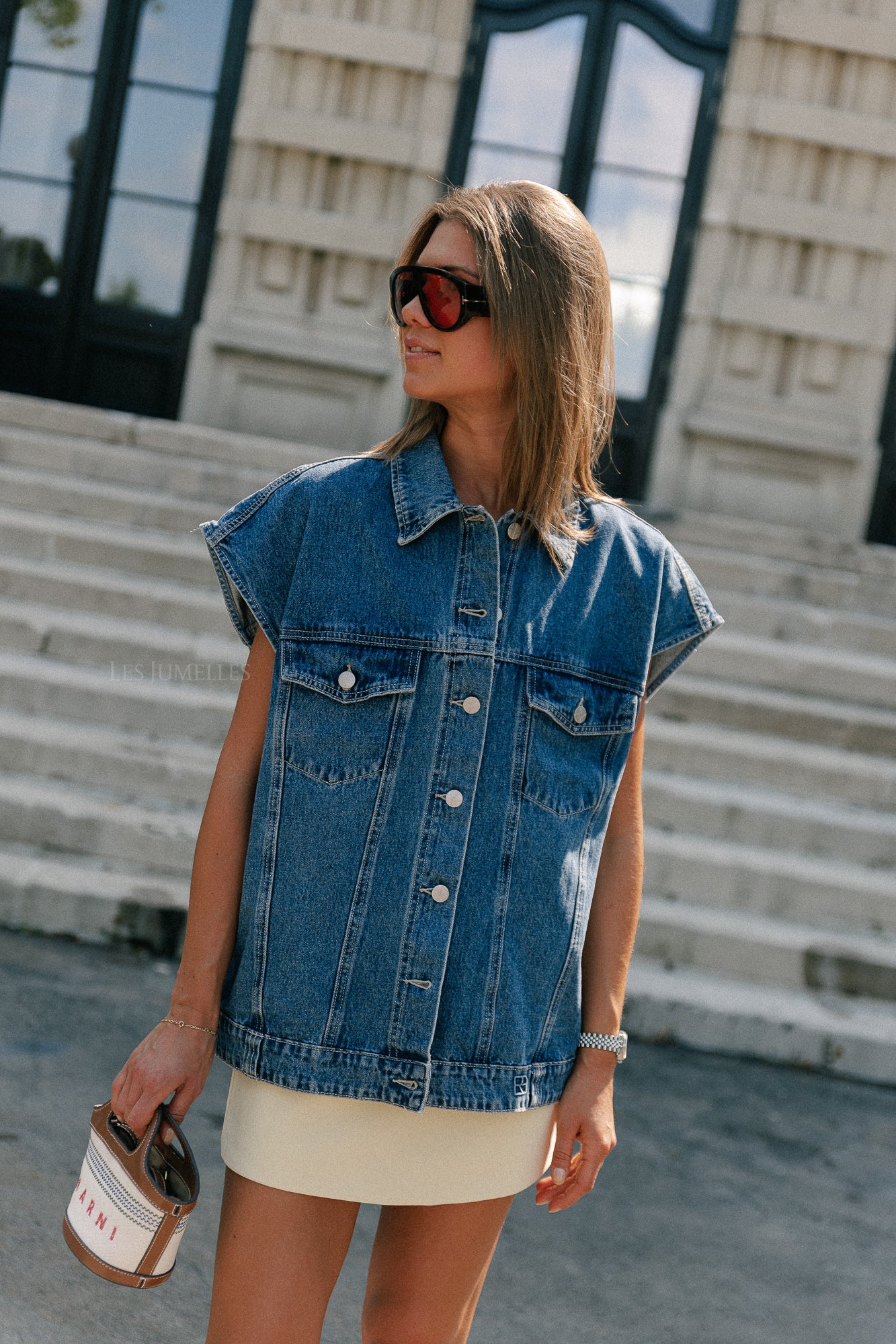 ROUJolie oversized denim vest dark medium blue