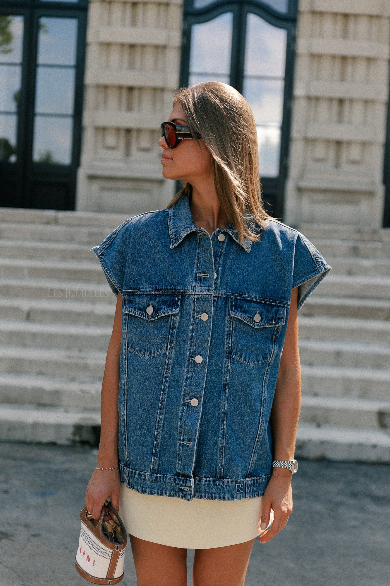 ROUJolie oversized denim vest dark medium blue