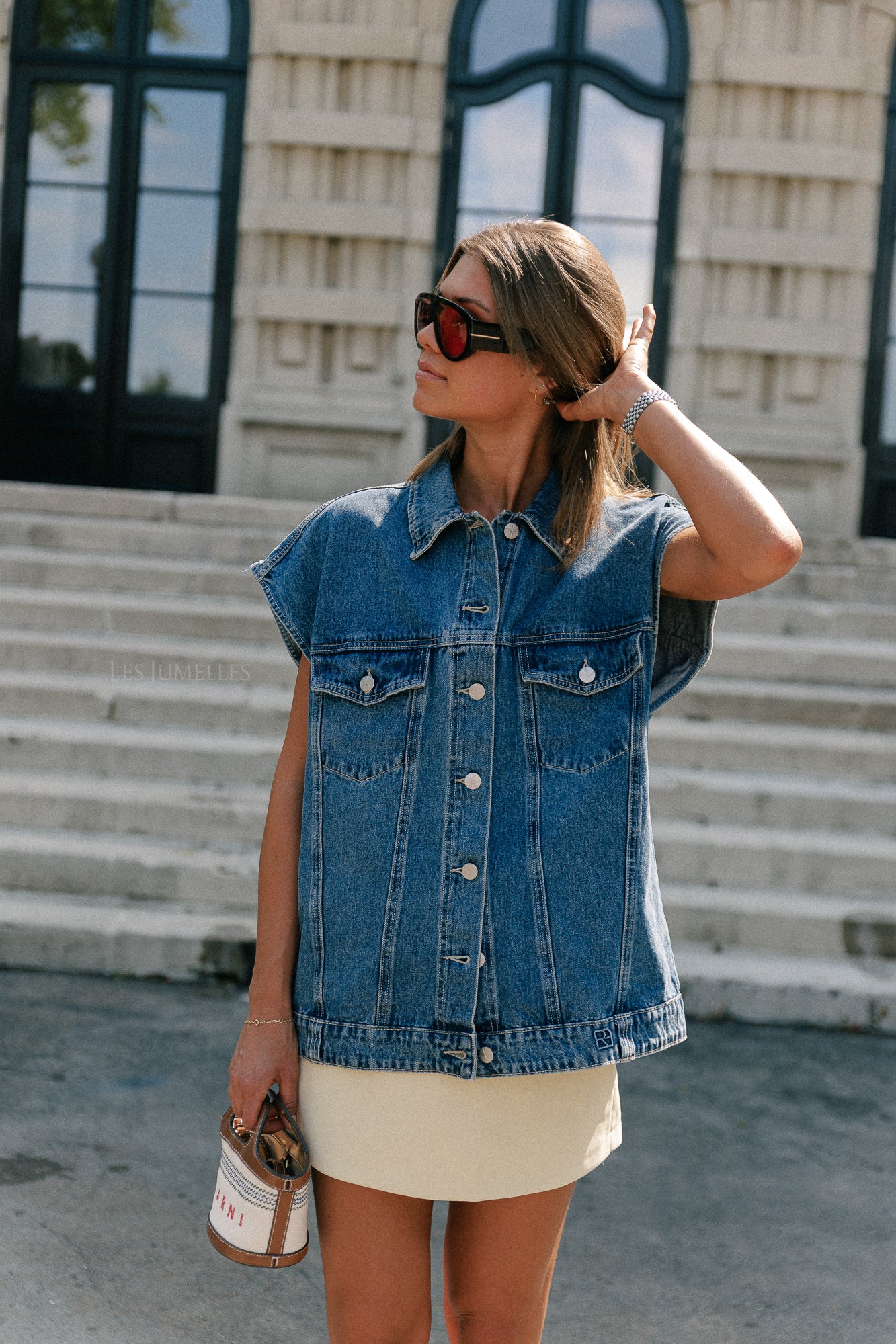 ROUJolie oversized denim vest dark medium blue