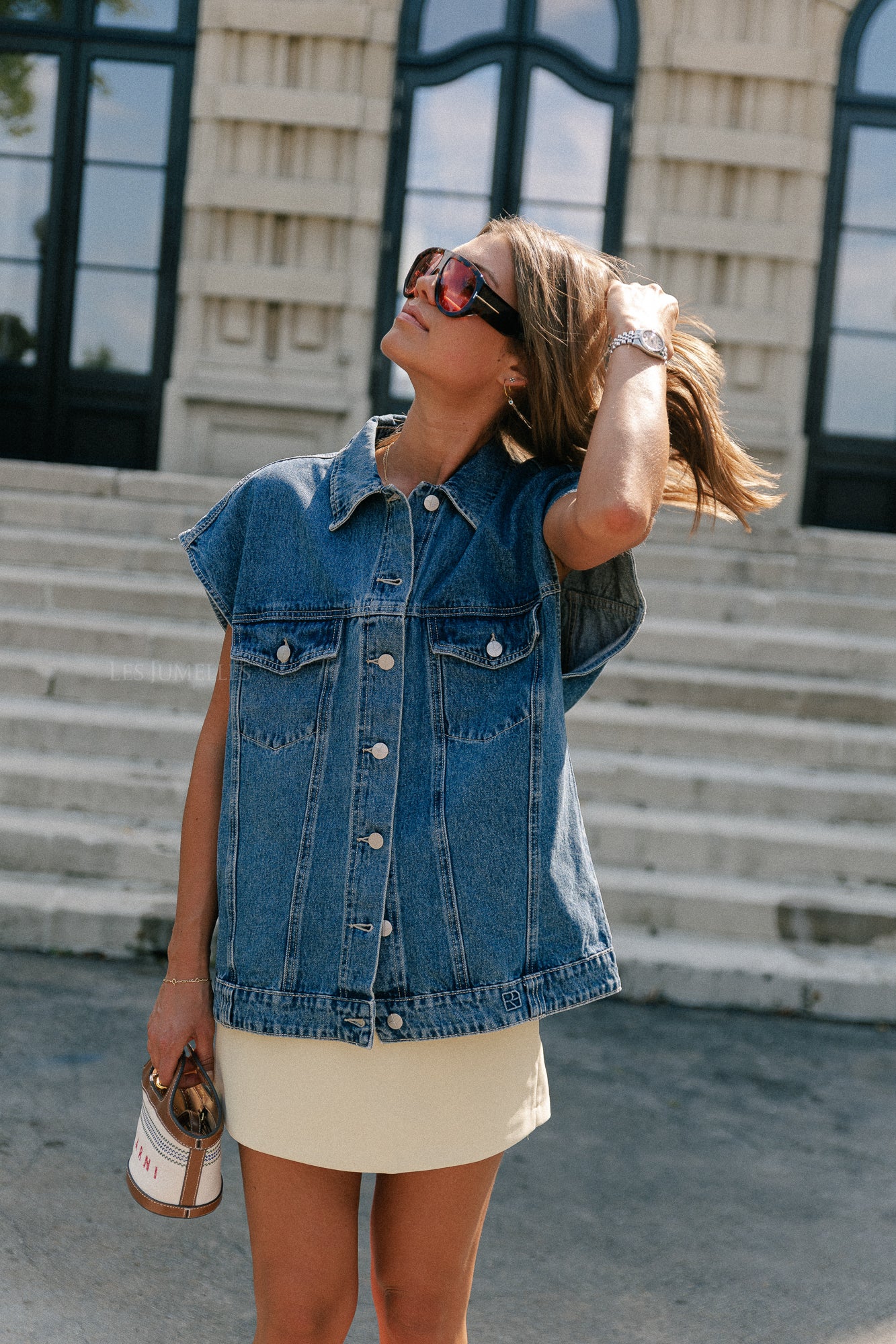 ROUJolie oversized denim vest dark medium blue