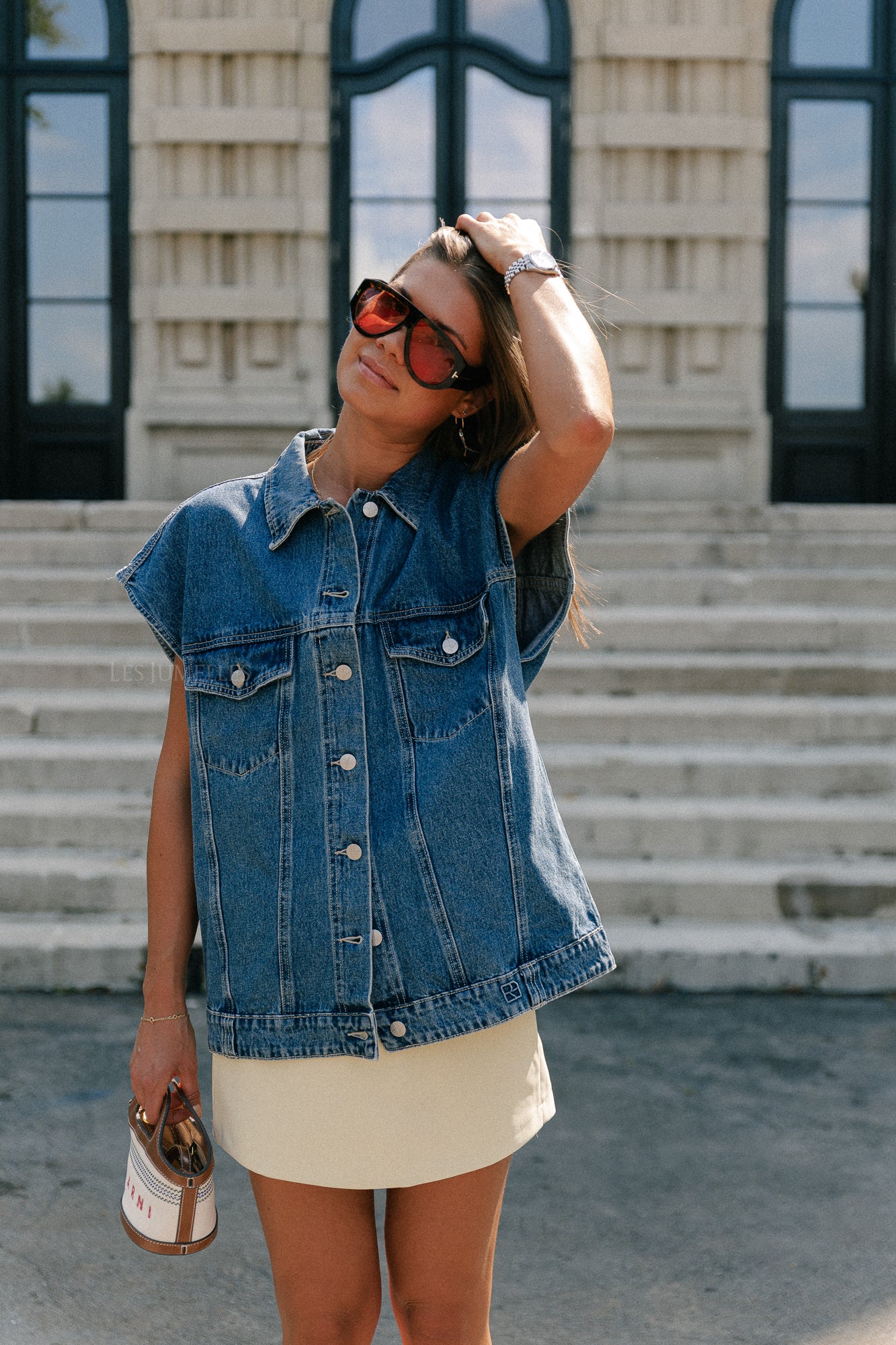 ROUJolie oversized denim vest dark medium blue