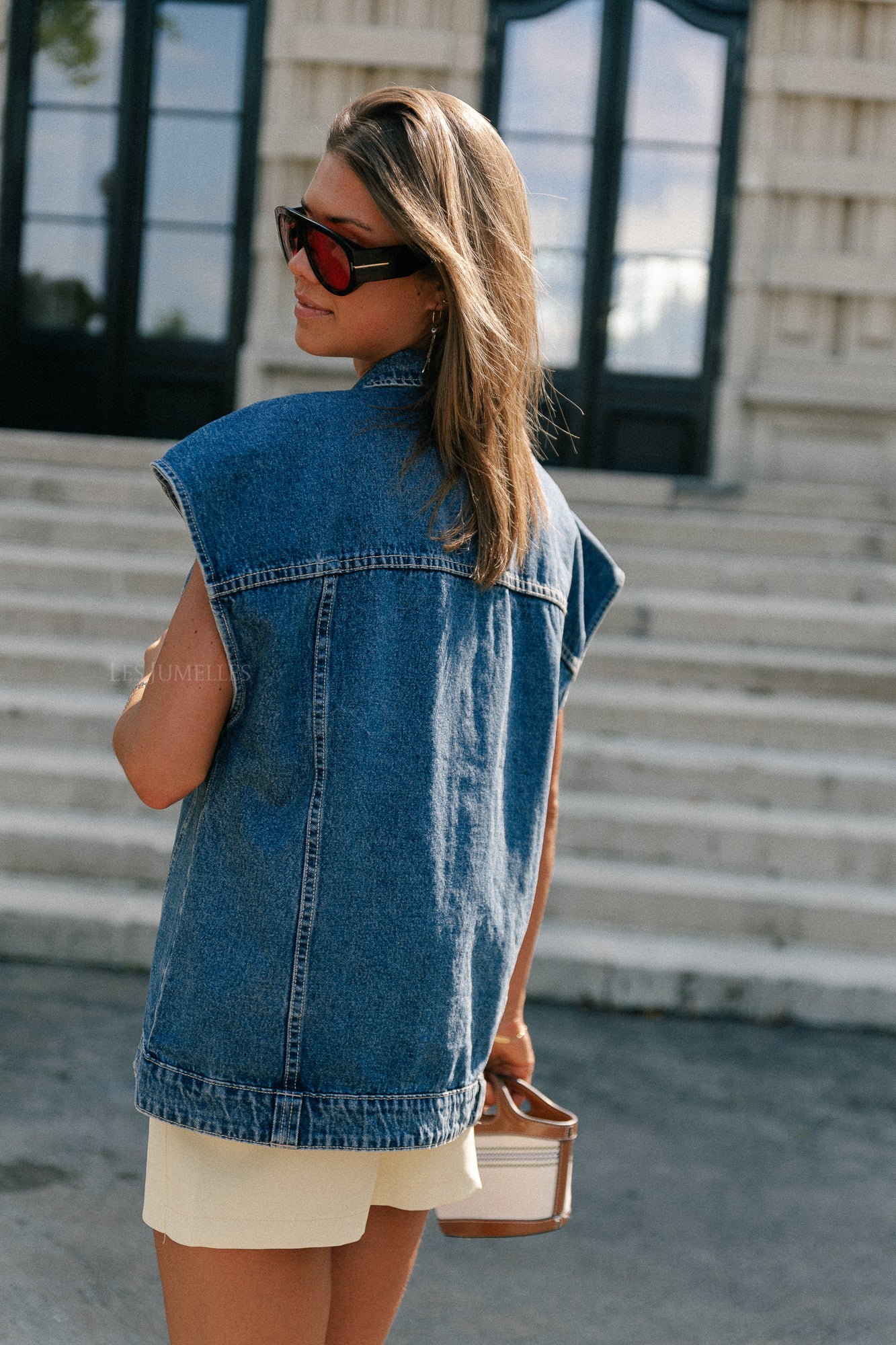 ROUJolie oversized denim vest dark medium blue