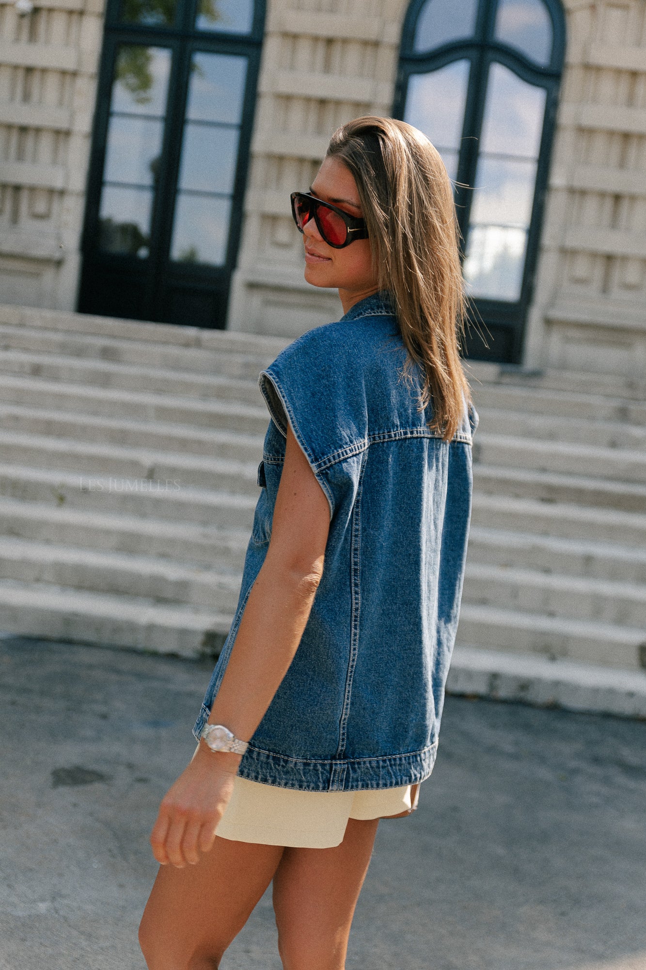 ROUJolie oversized denim vest dark medium blue