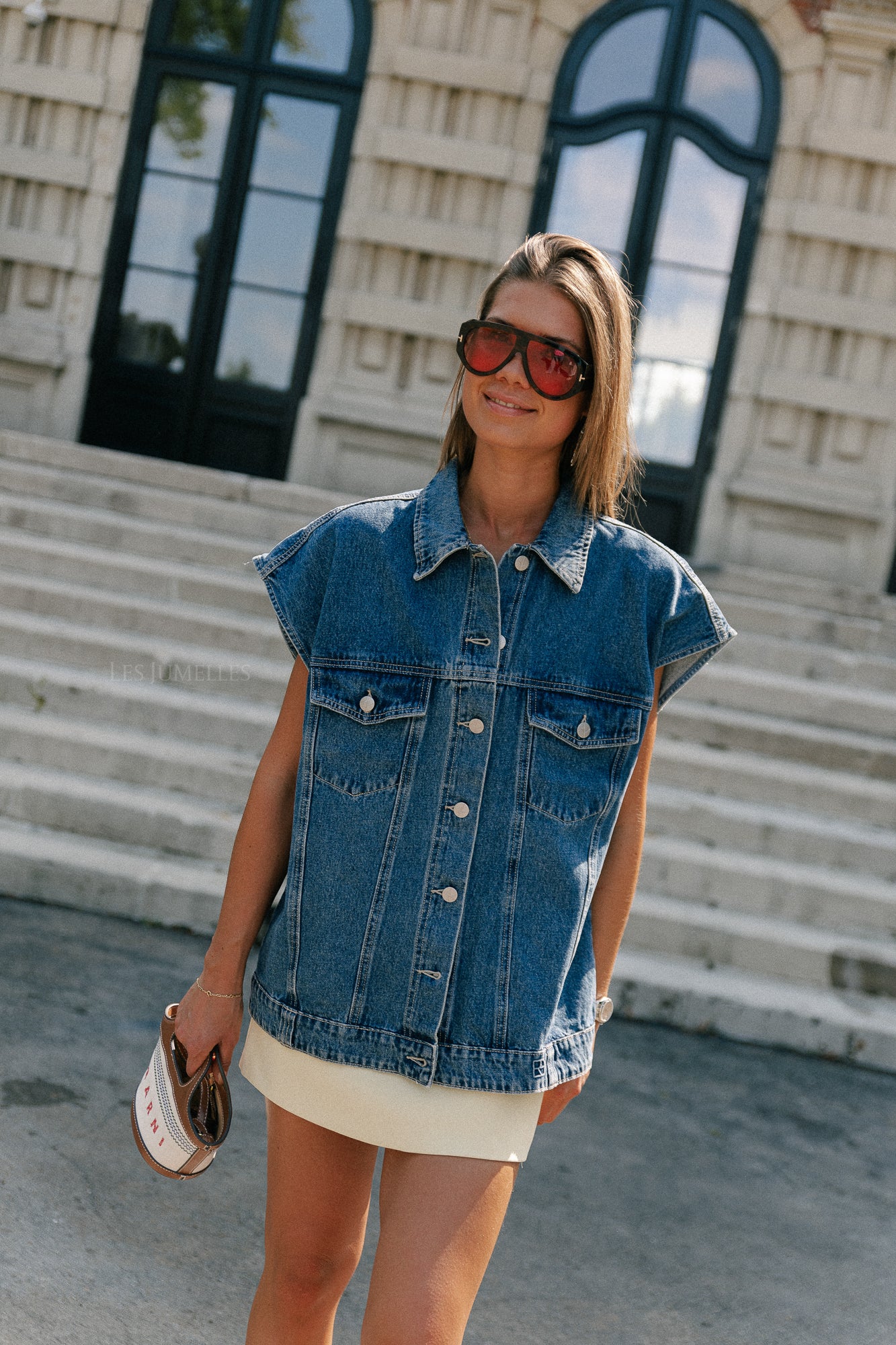 ROUJolie oversized denim vest dark medium blue