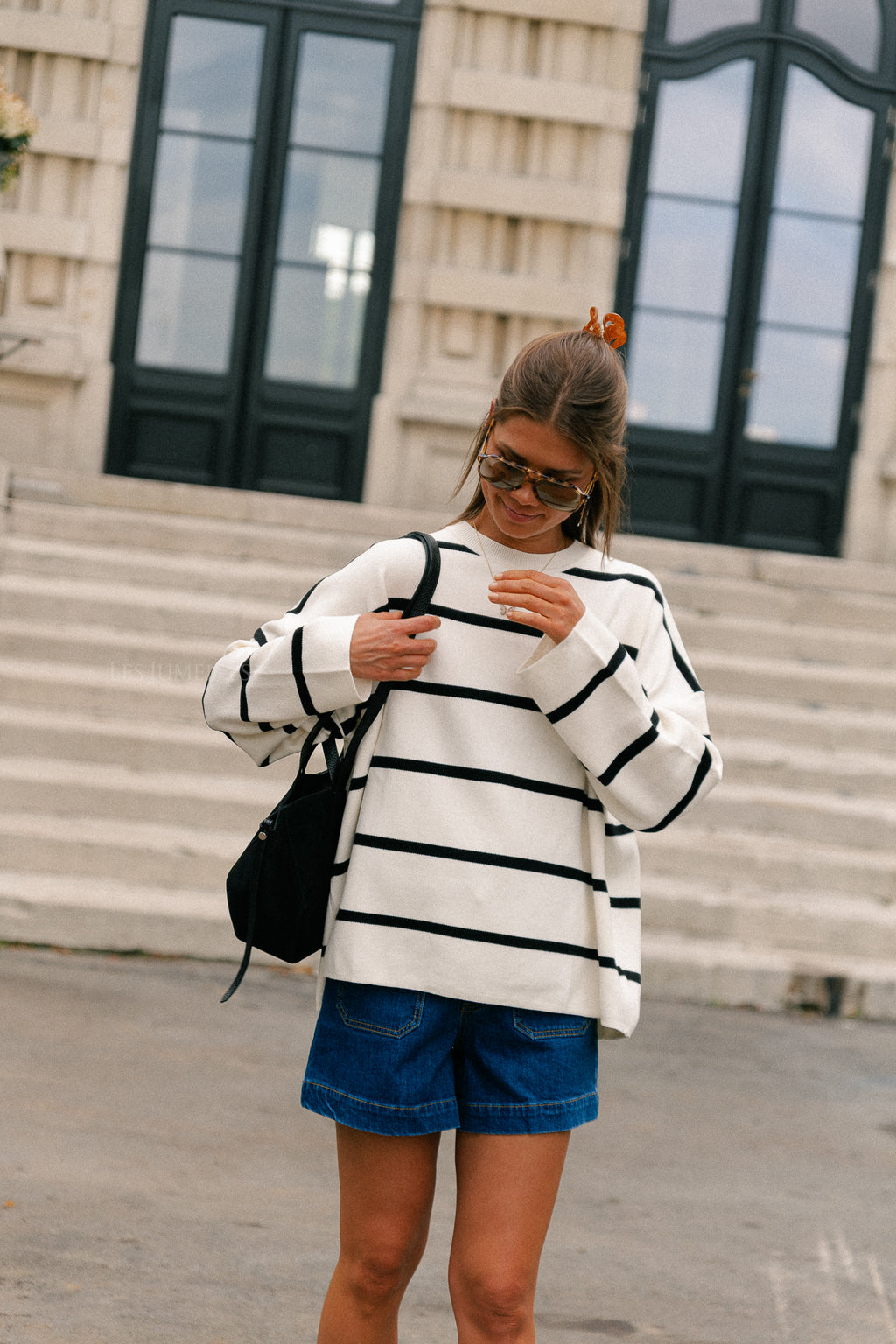 Simone striped sweater ecru/black