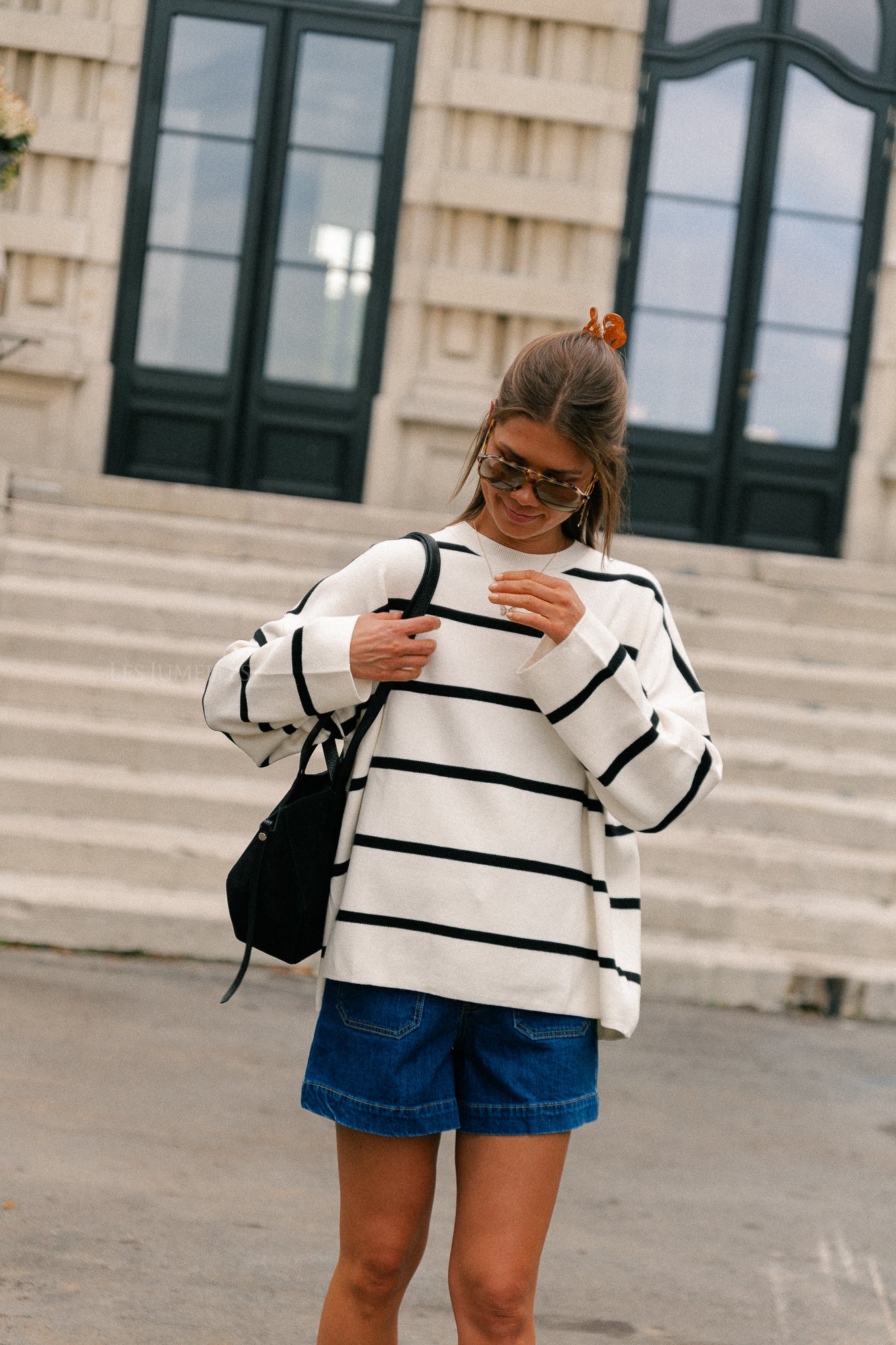 Simone striped sweater ecru/black