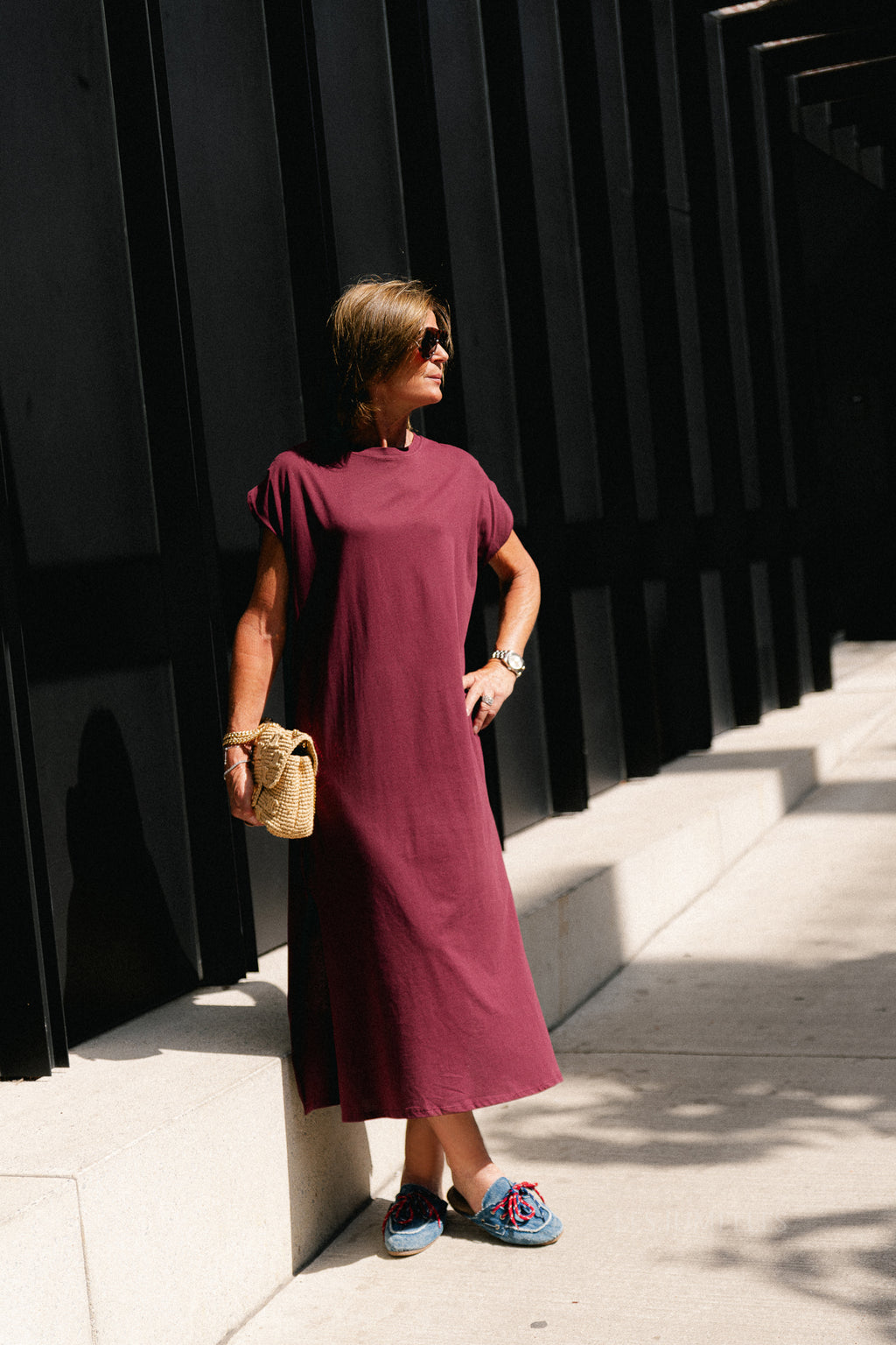 Thea T-shirt dress burgundy