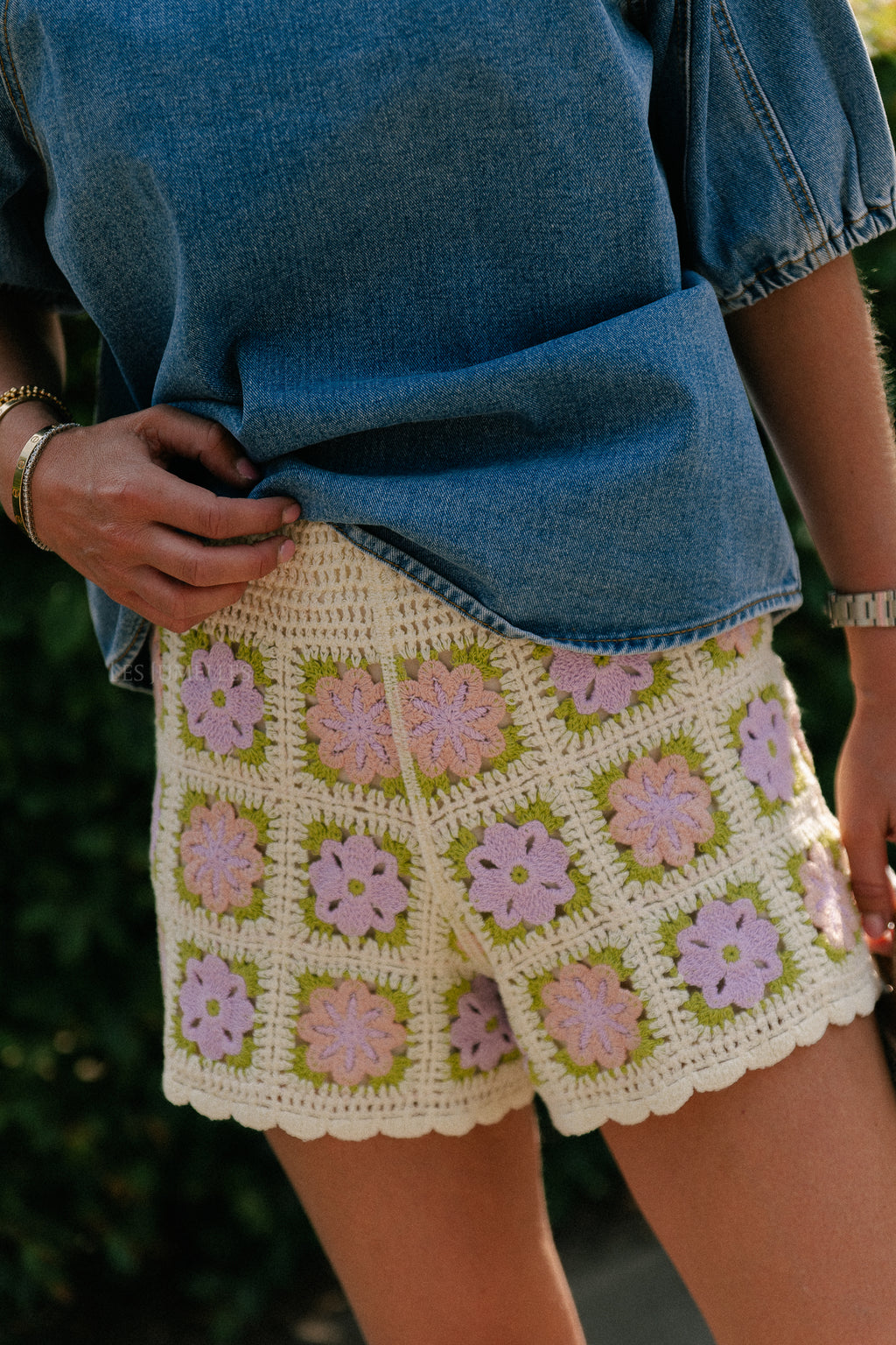 Lara crochet shorts lilac
