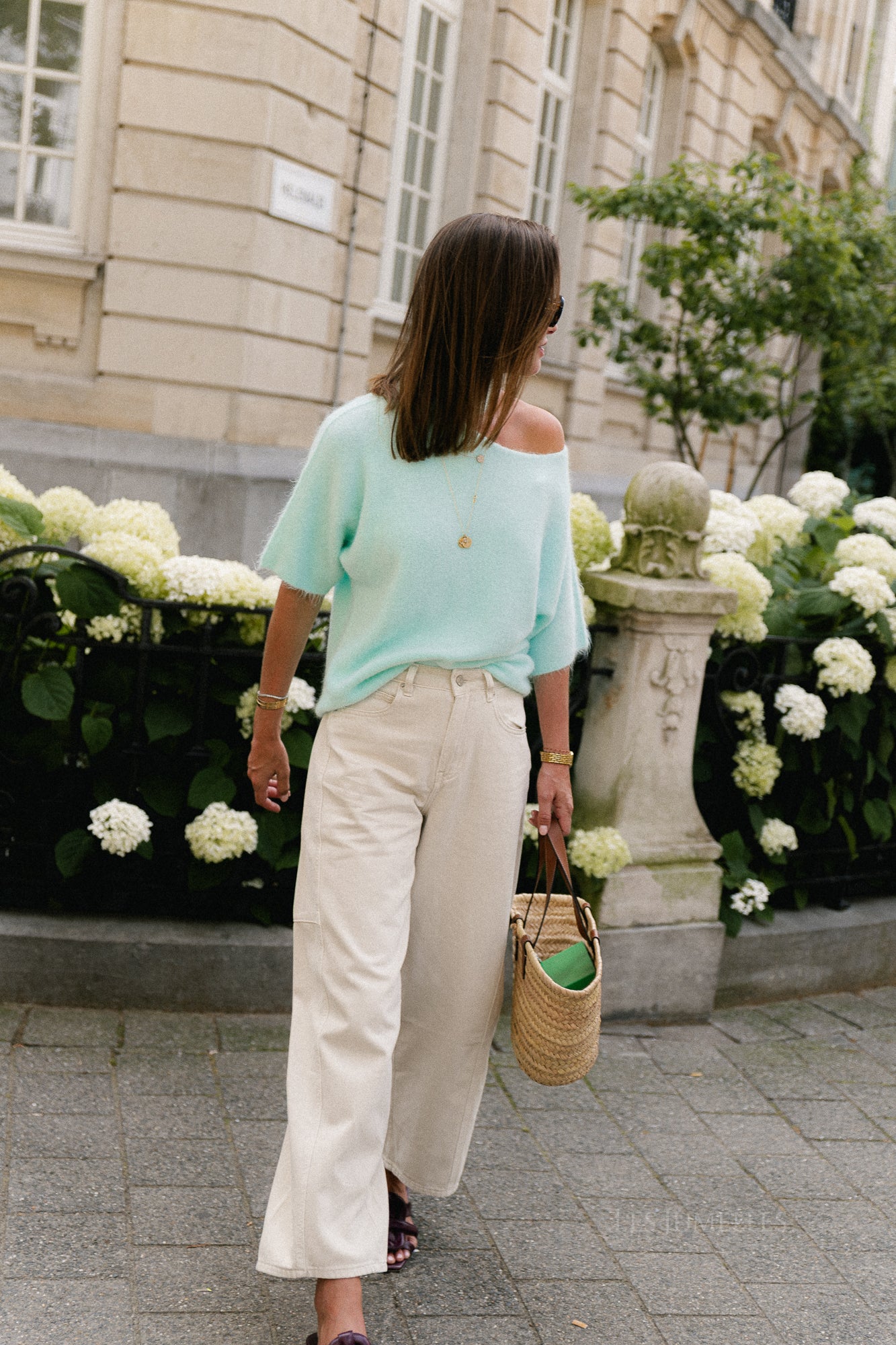 Beatrice open shoulder jumper pastel turquoise