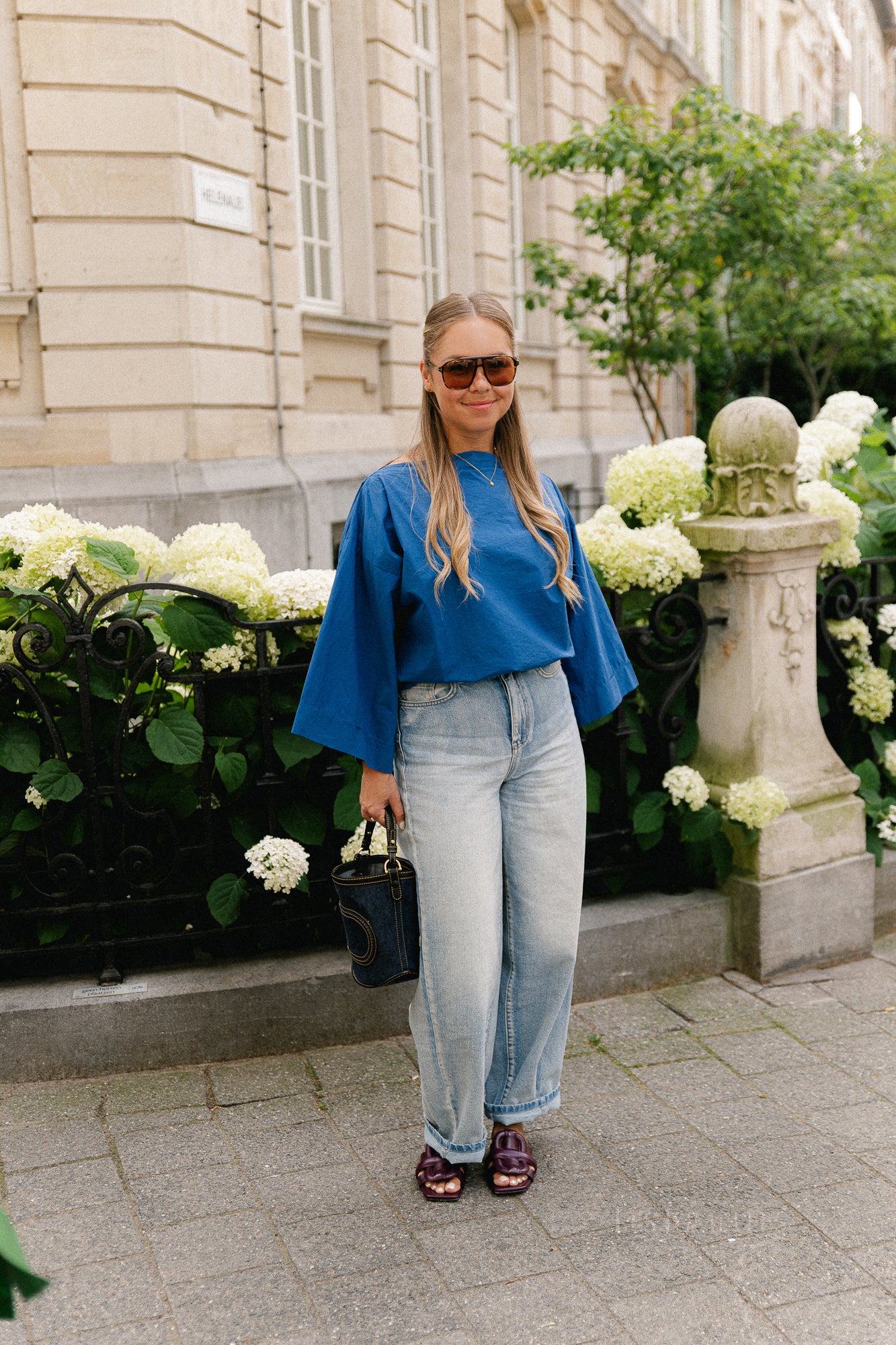Myra off shoulder shirt marine blue