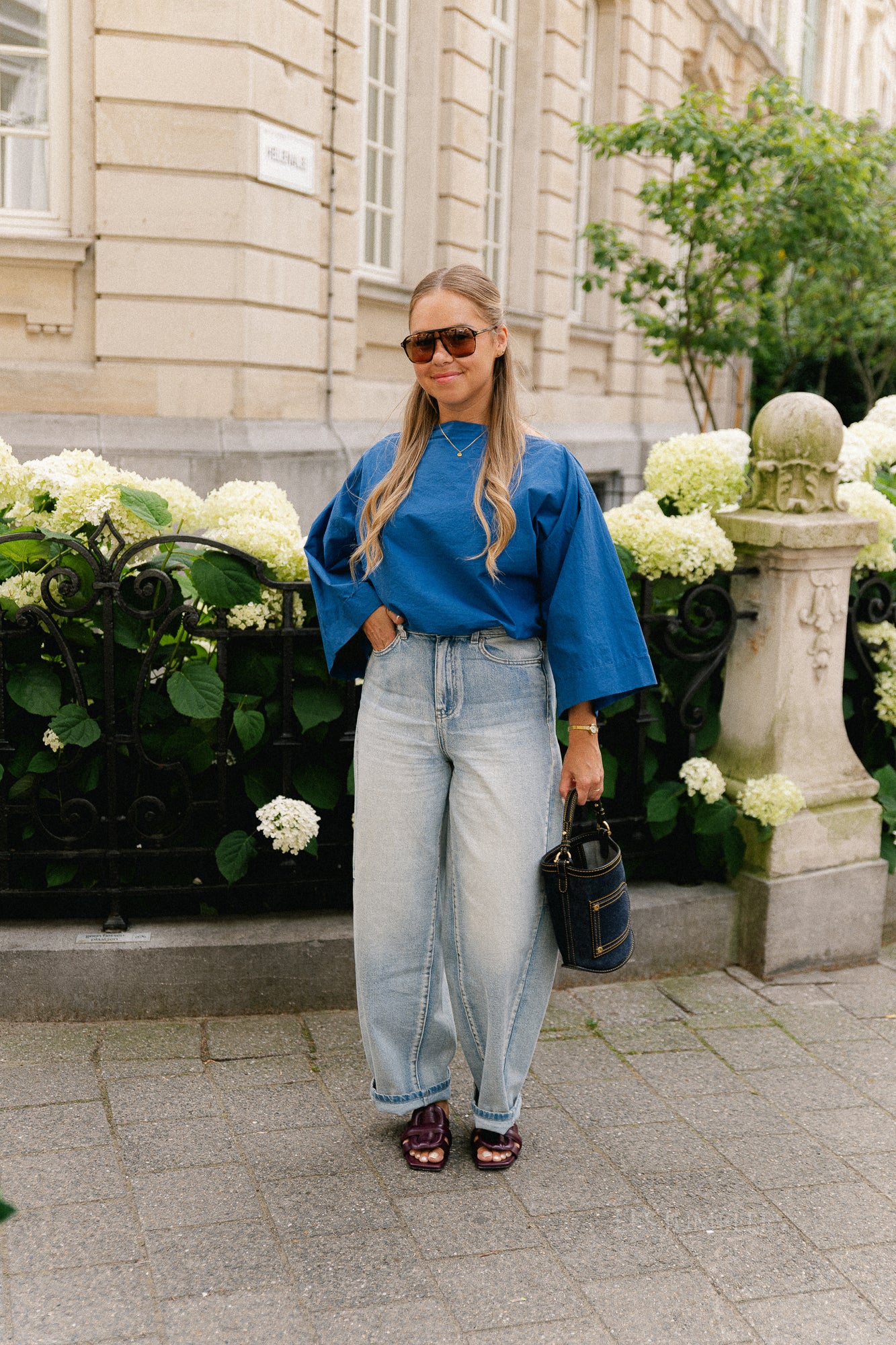 Myra off shoulder shirt marine blue
